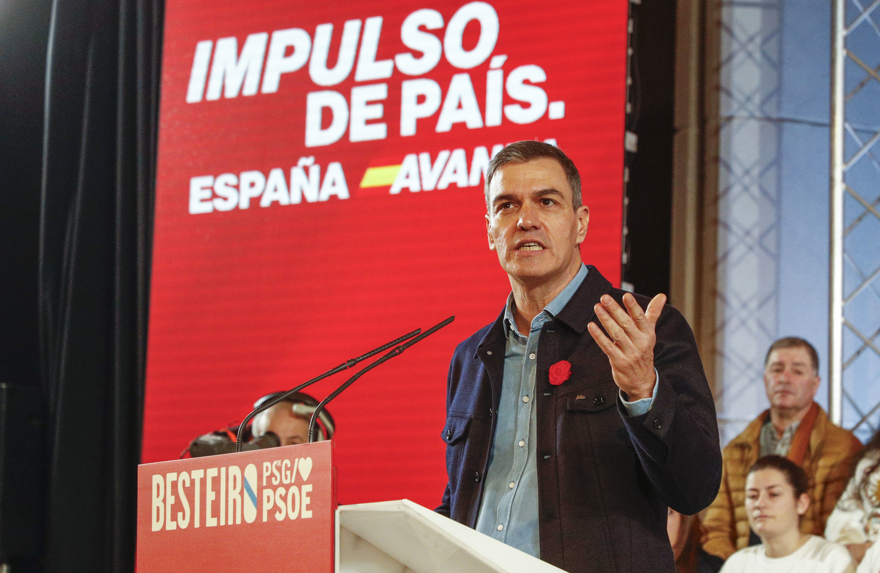 Pedro Snchez, el sbado, durante un mitin del PSOE en Lugo.