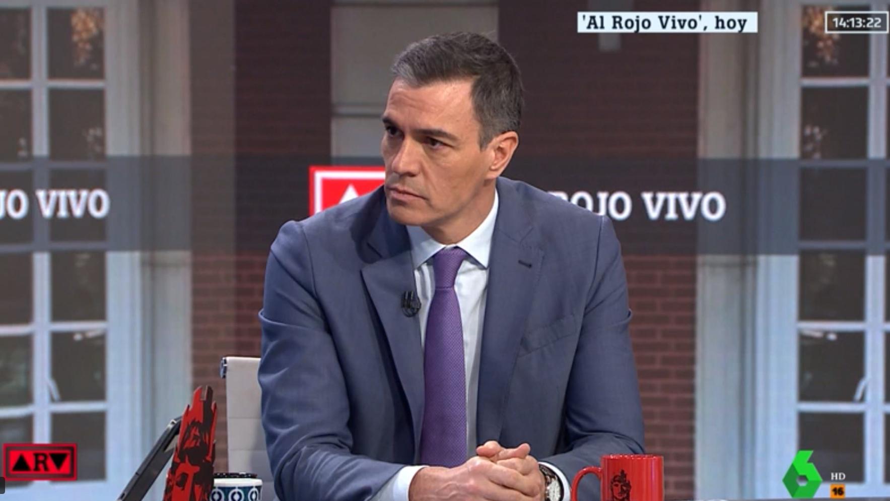 Pedro Sánchez en el programa 'Al rojo vivo'.