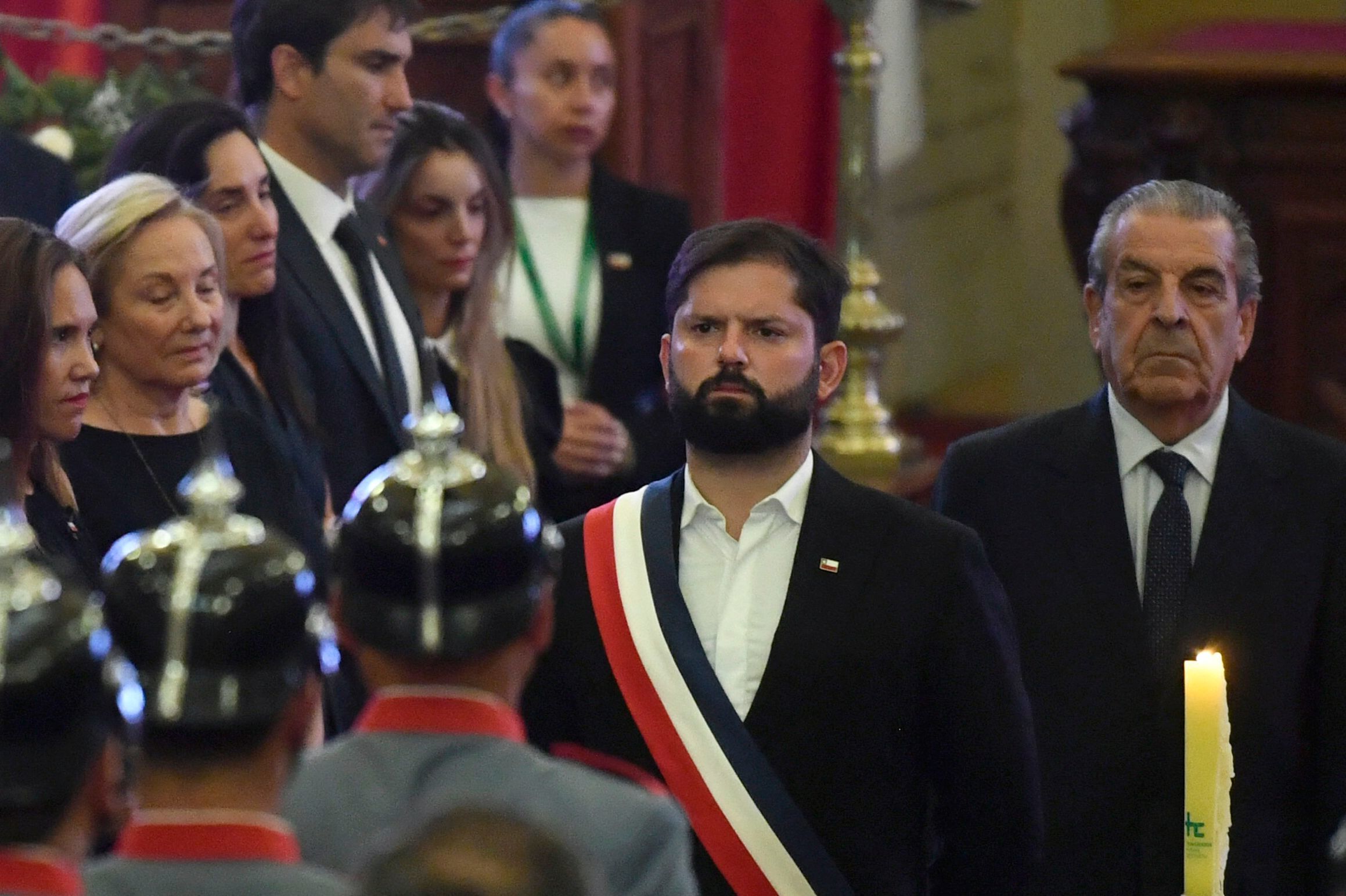 El presidente de Chile, Gabriel Boric, en el funeral de su antecesor Sebastián Piñera.