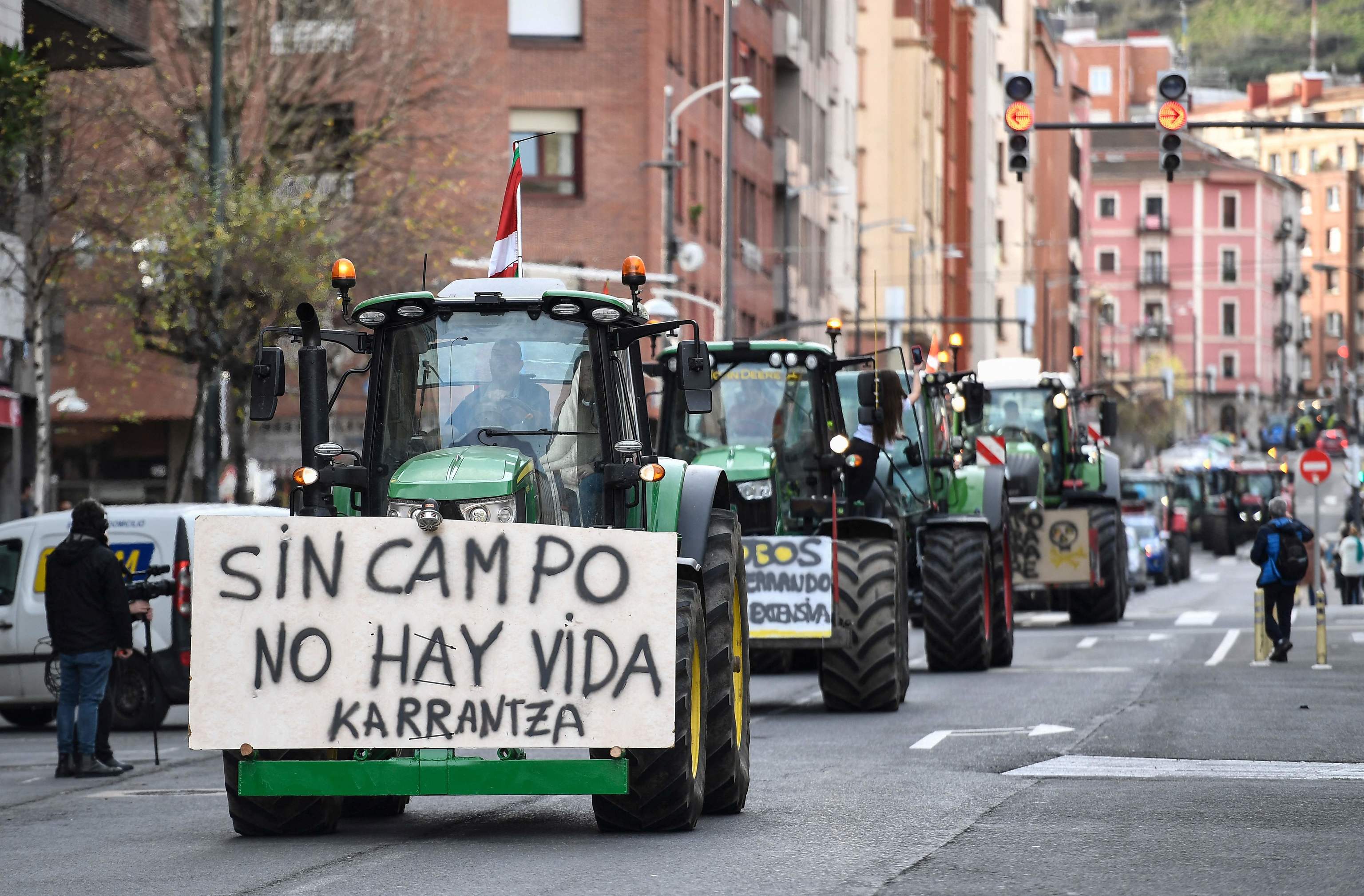 Protestas de agricultores en Bilbao.