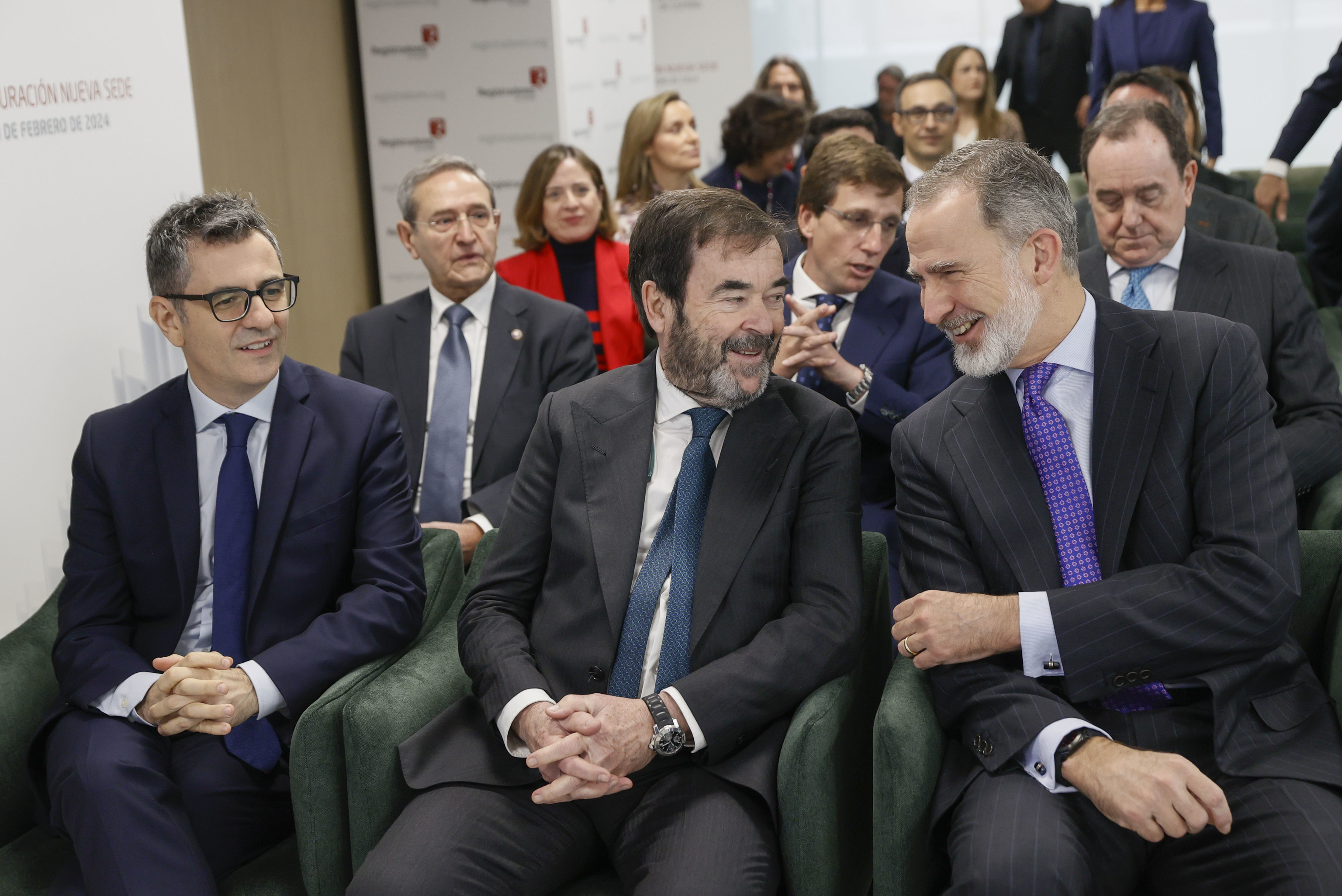 El Rey, con el presidente del CGPJ, Vicente Guilarte, y Félix Bolaños.