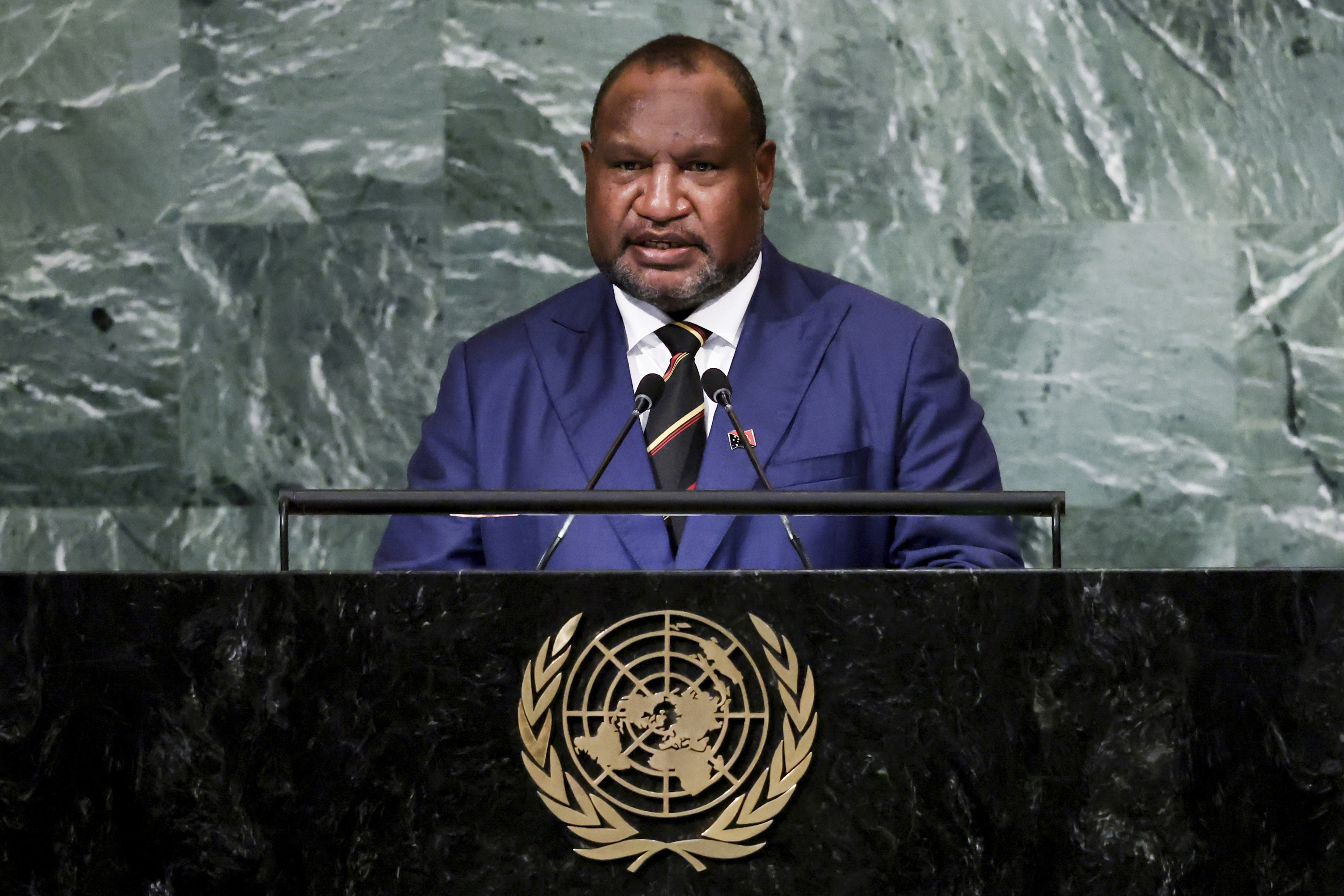 El primer ministro de Papa Nueva Guinea James Marape en la ONU.