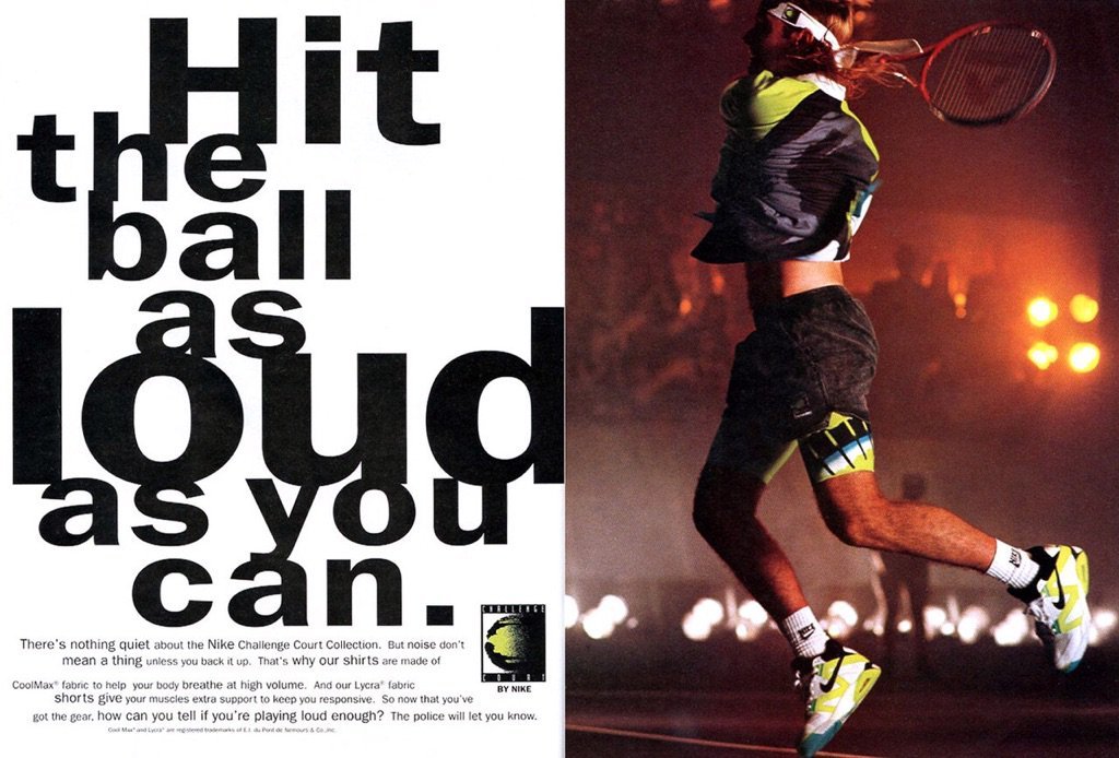 Agassi, en un anuncio de Nike de 1991.