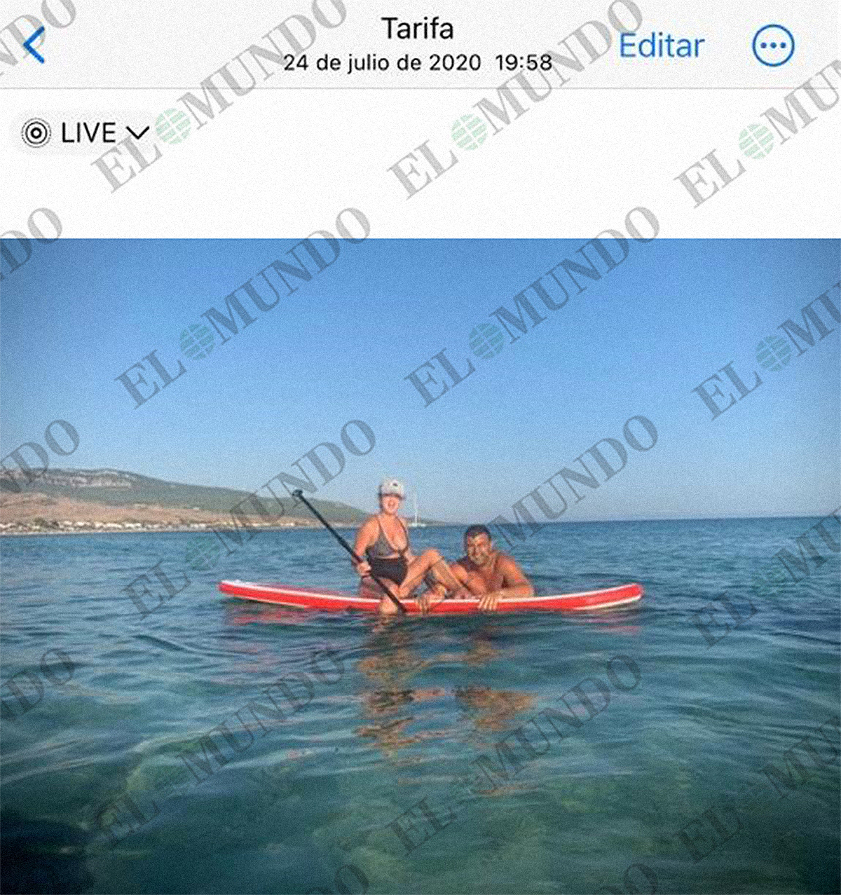 Imagen aportada por Verdejo en la que aparece con su mujer en alta mar el 24 de julio de 2020.