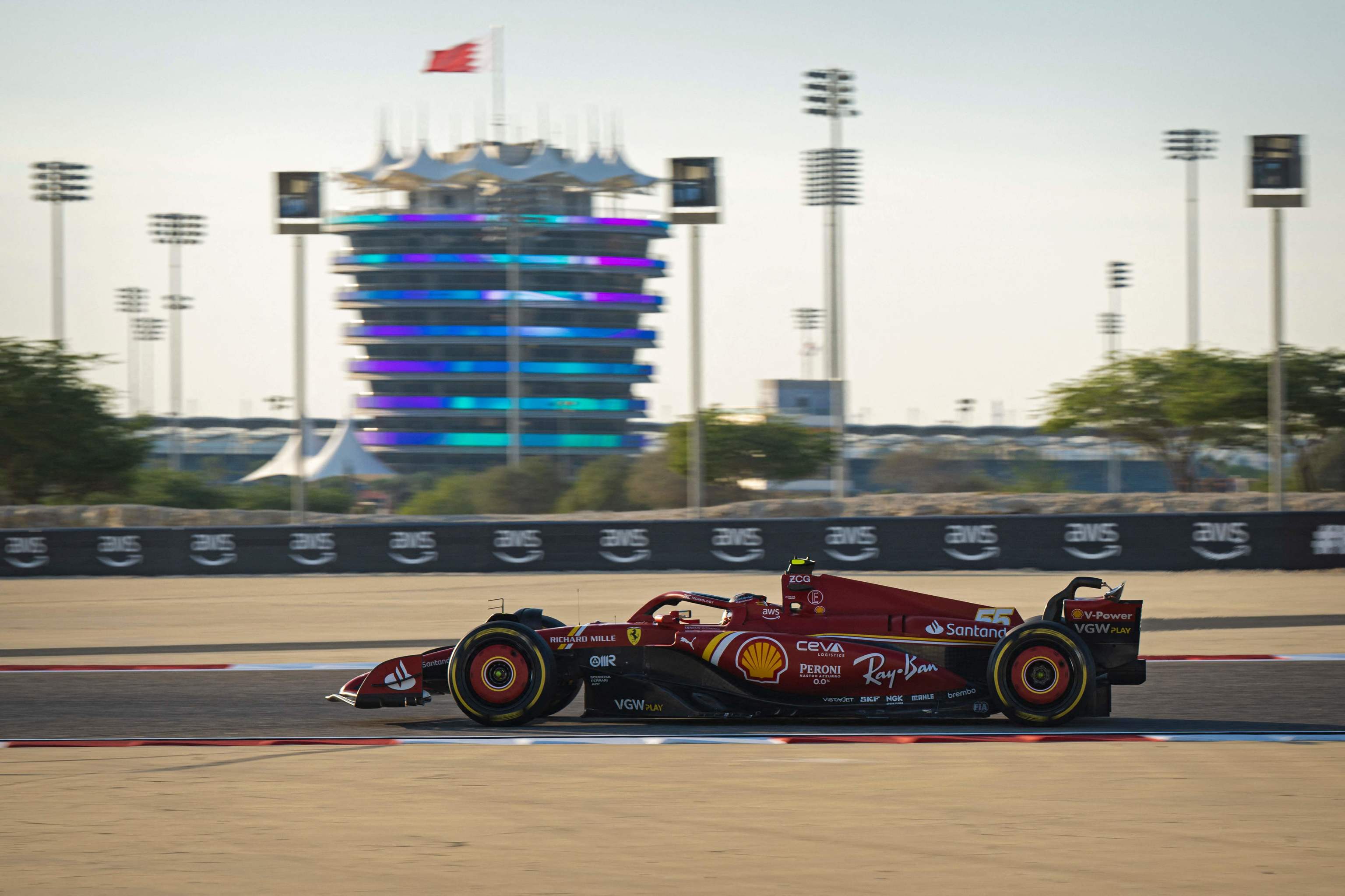 Sainz, con su Ferrari, el mircoles por la tarde en Bahrein.
