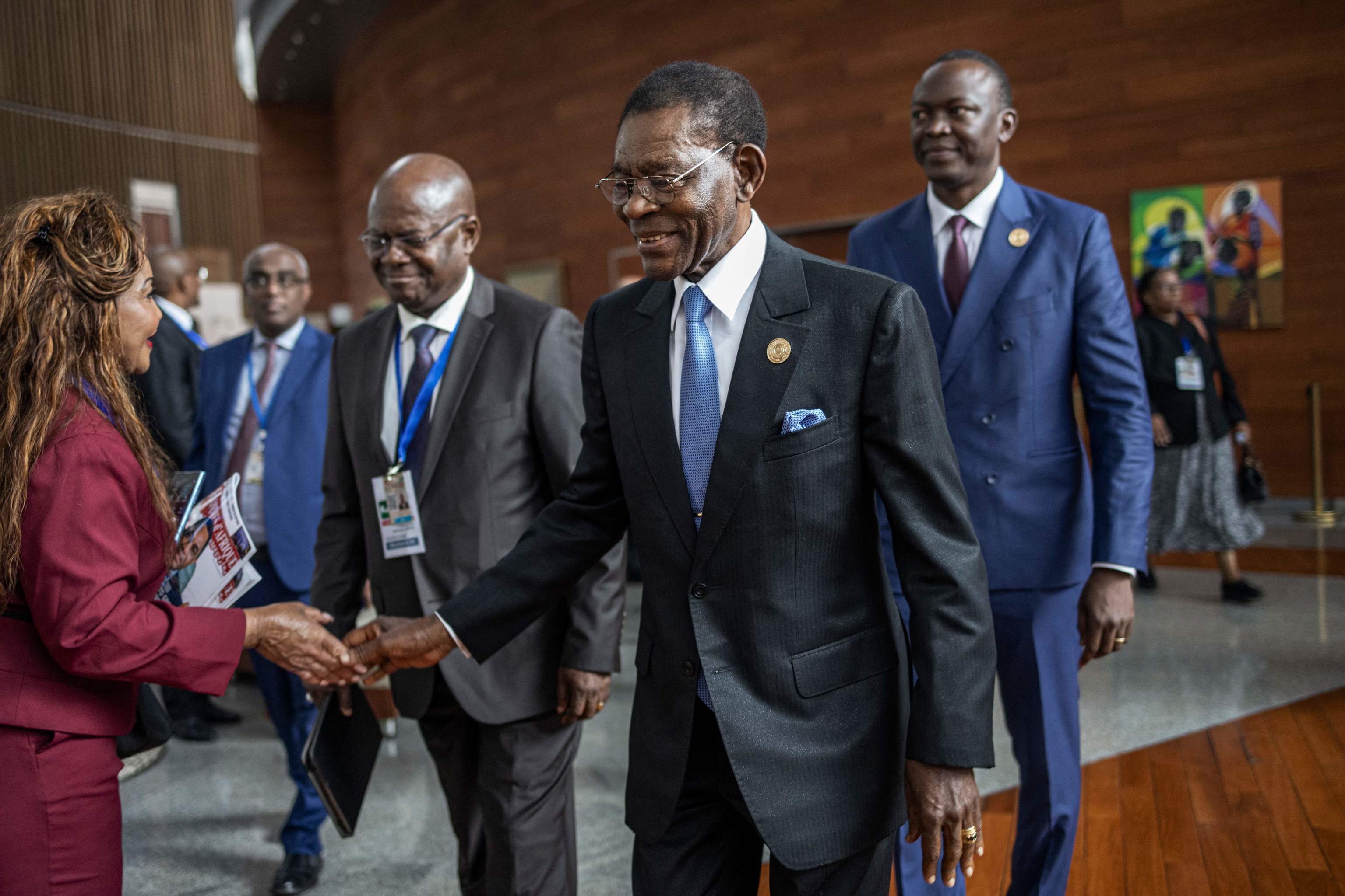 Teodoro Obiang, presidente de Guinea Ecuatorial, el domingo, en la asamblea de la Unin Africana.