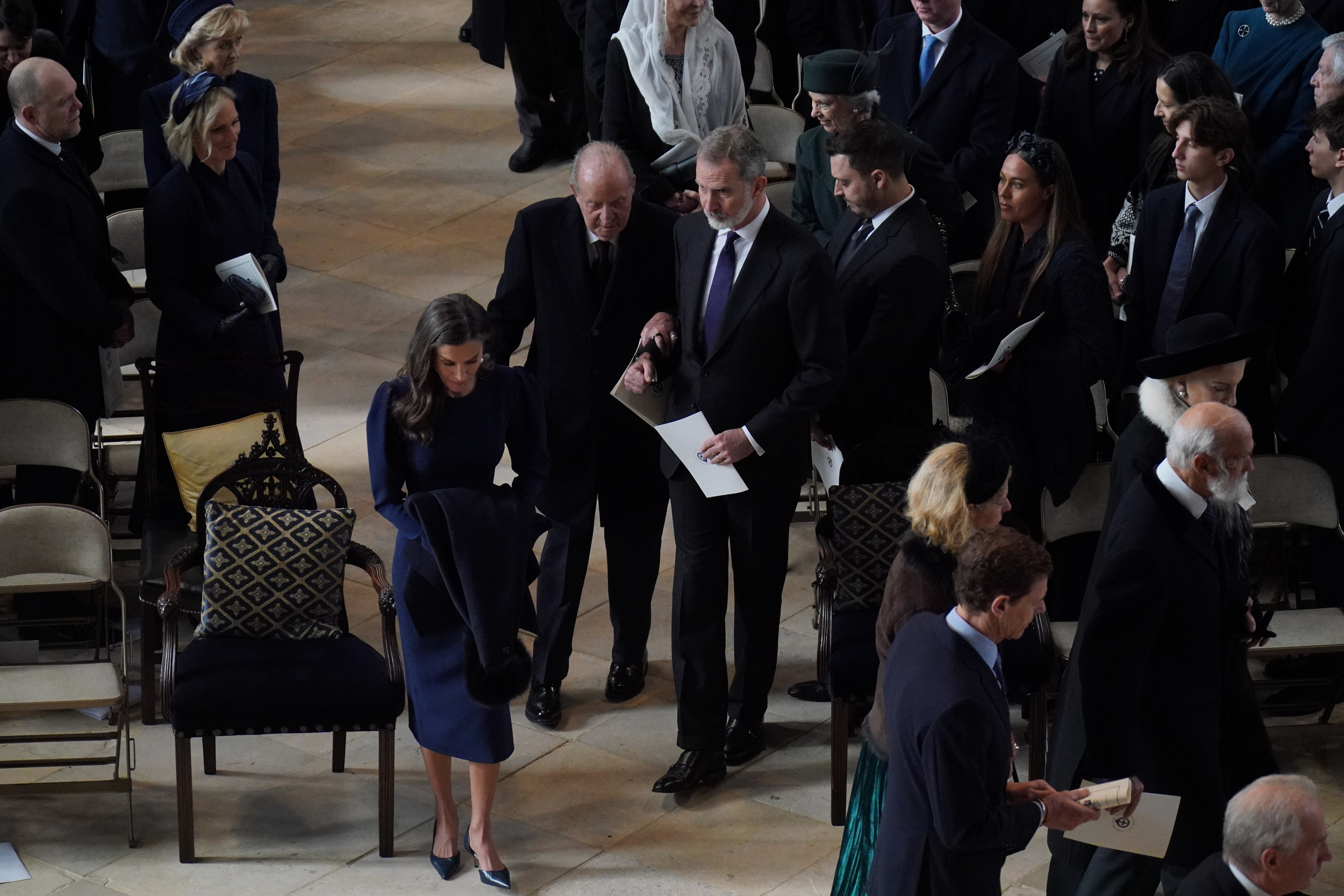 La Familia Real Espaola durante el funeral de Constantino de Grecia