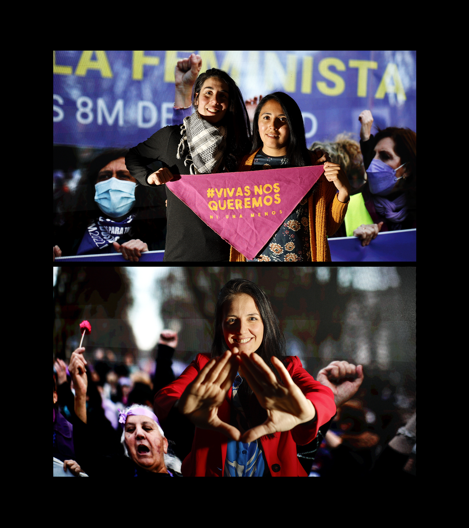 Portavoces de la Comisin 8M (arriba) y del Movimiento Feminista de Madrid.
