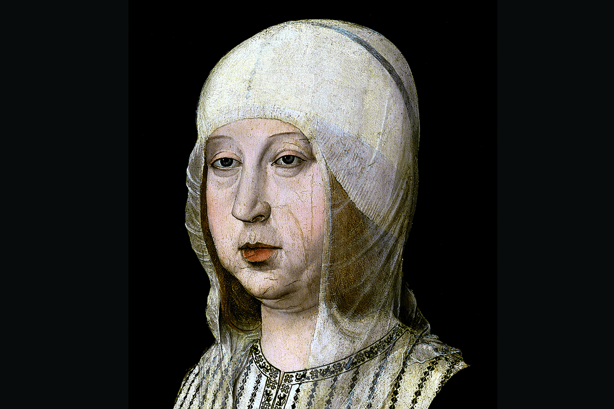 Isabel La Catlica, tras conquistar Granada, en un cuadro de B. Bermejo de 1493.