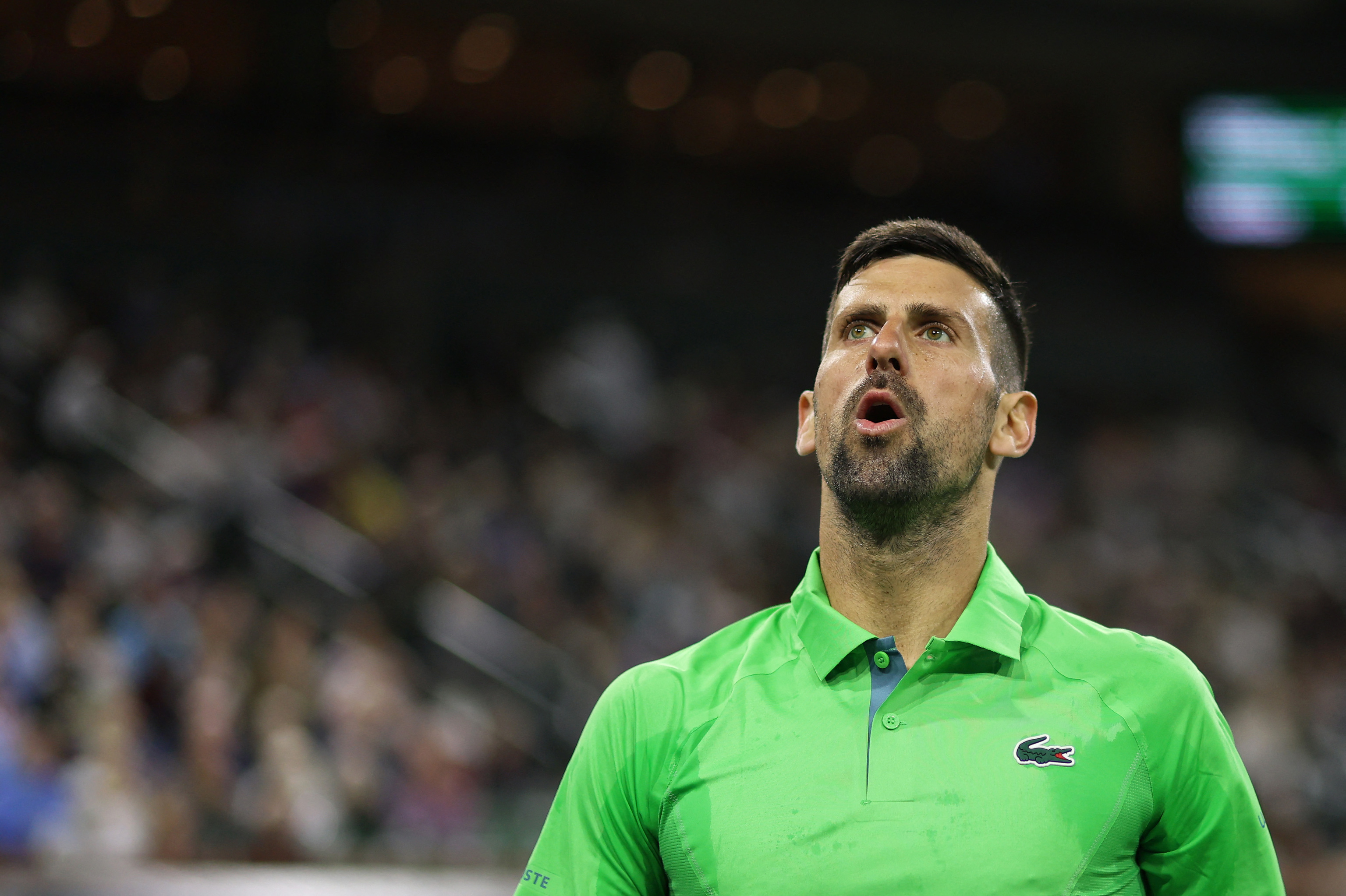 Djokovic, en su partido ante Nardi, este lunes.