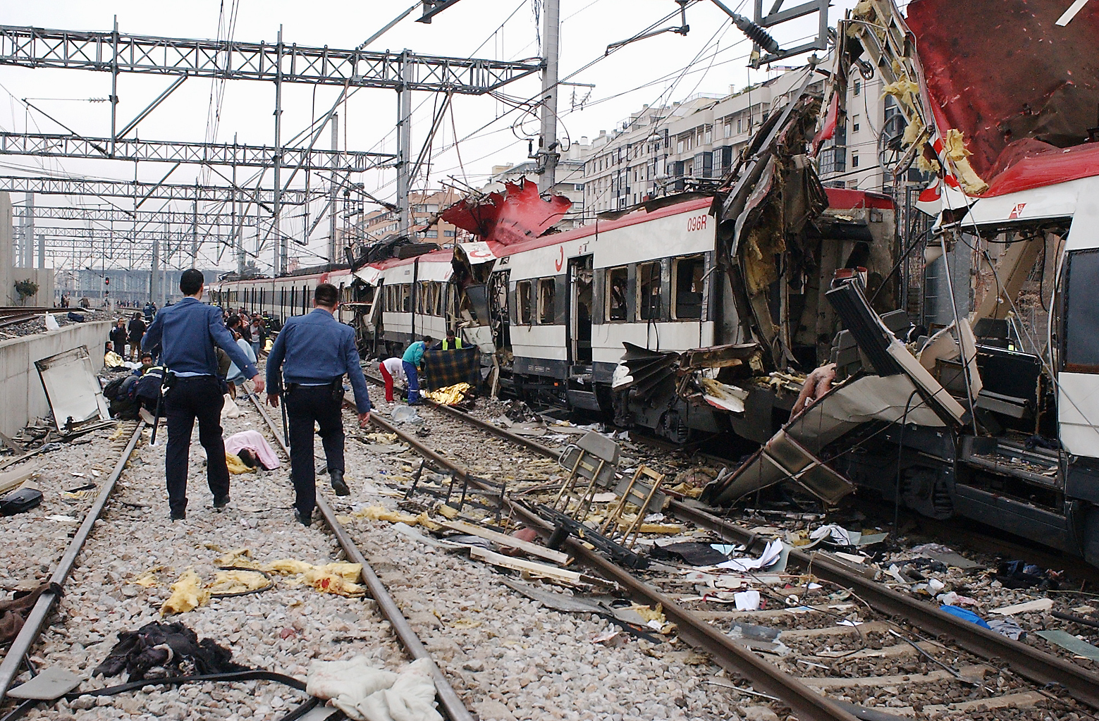 Imagen de los vagones que explotaron en la estacin de Atocha el 11 de marzo de 2004.