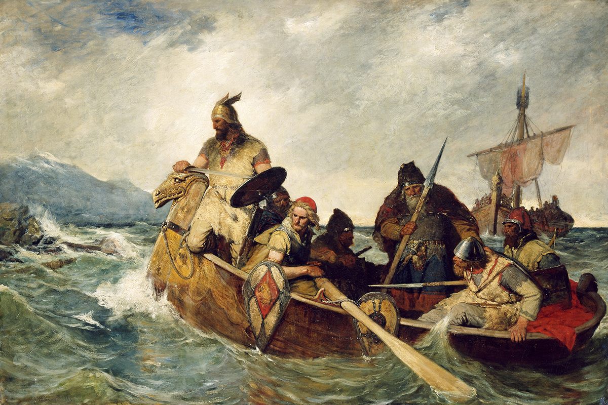 'Los noruegos desembarcan en Islandia en el ao 872', cuadro pintado por el noruego Oskar Wergeland en 1877.