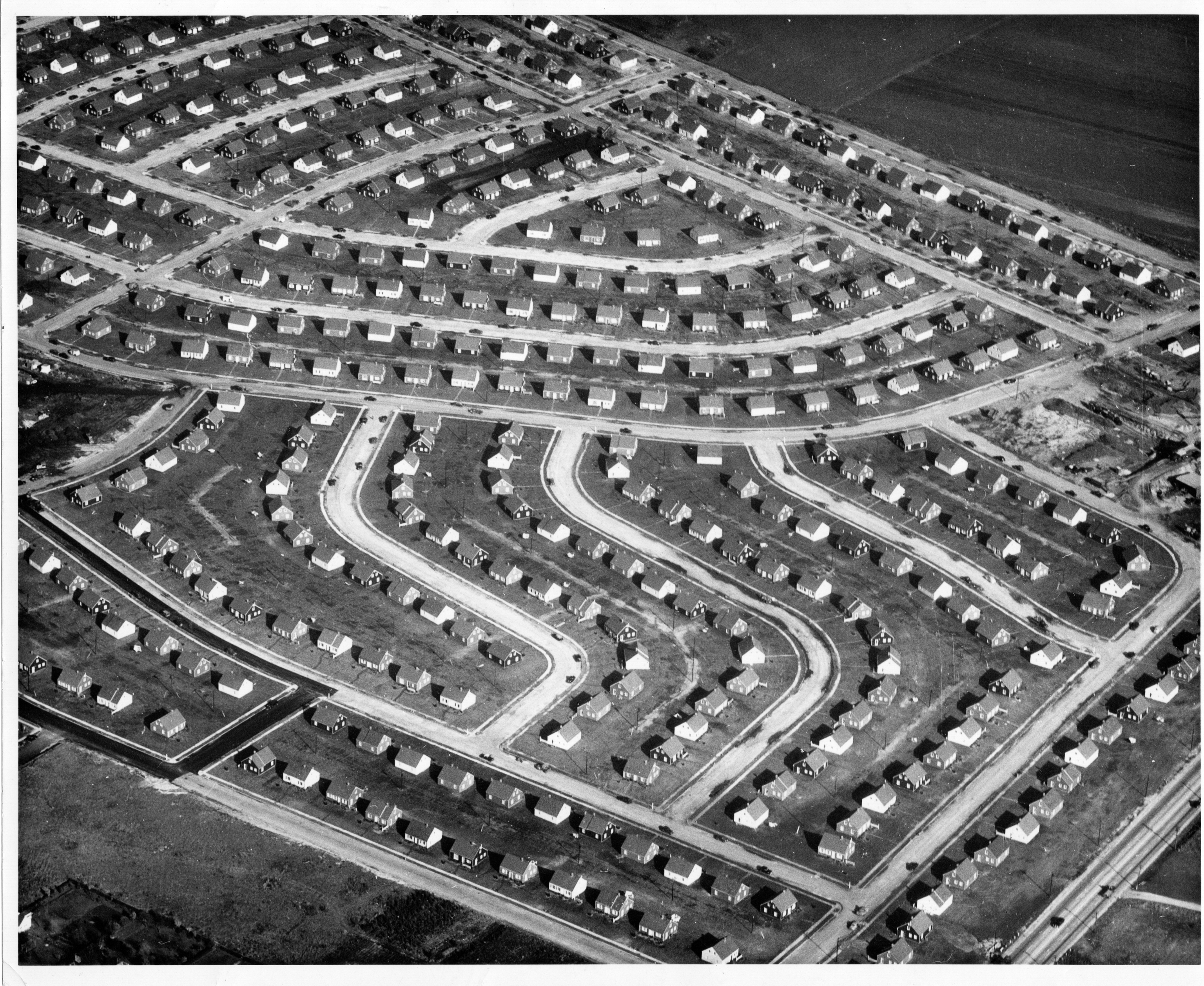 Vista area de Levittown, un suburbio de 1949.
