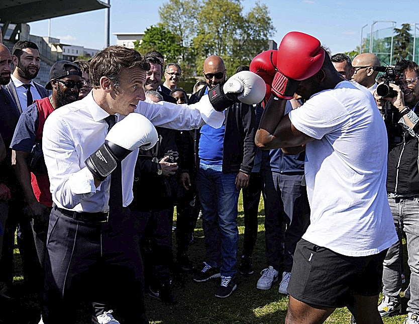 Emmanuel Macron, en una exhibicin de boxeo hace un par de aos.