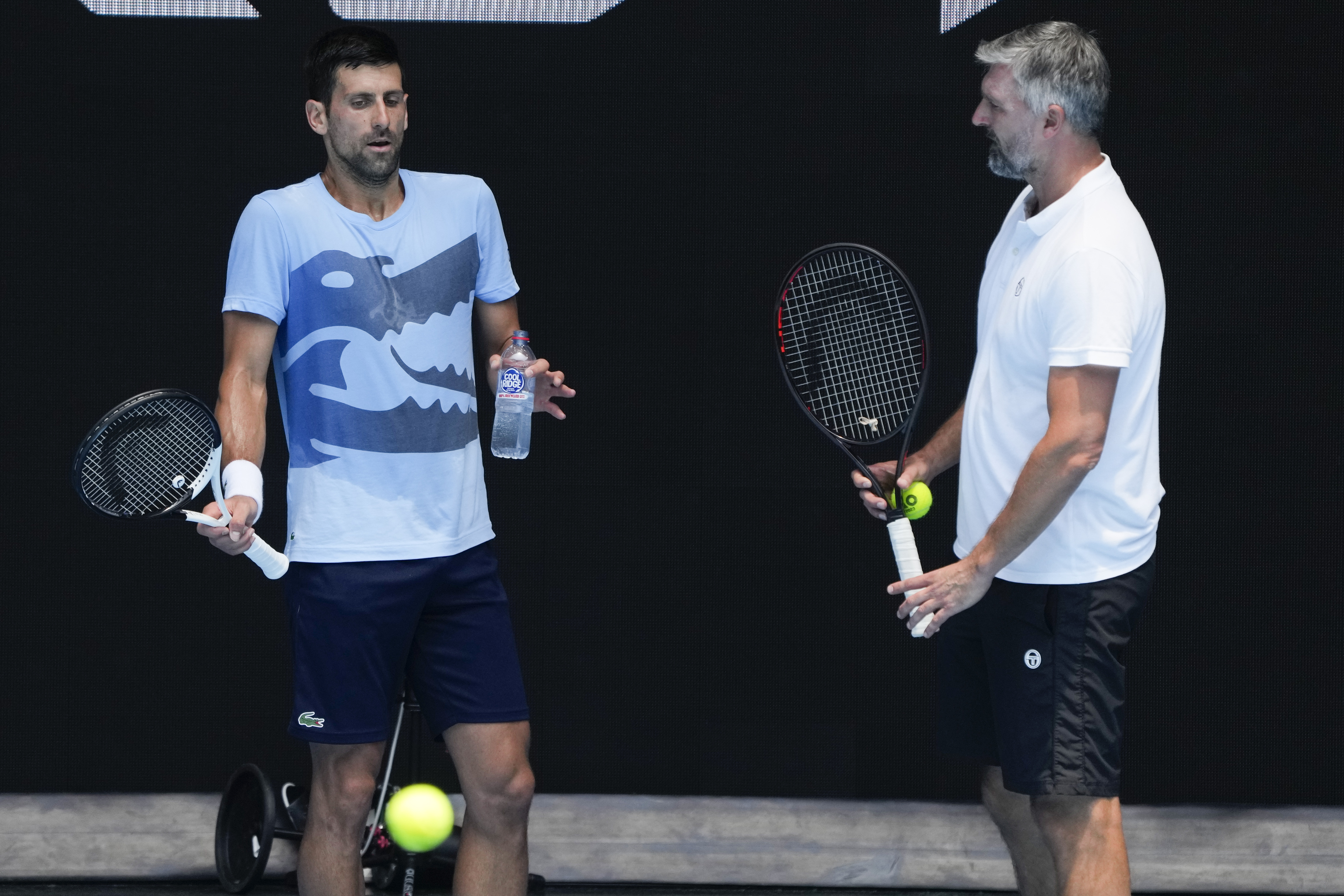 Djokovic e Ivanisevic, durante un entrenamiento en el Open de Australia de 2023.