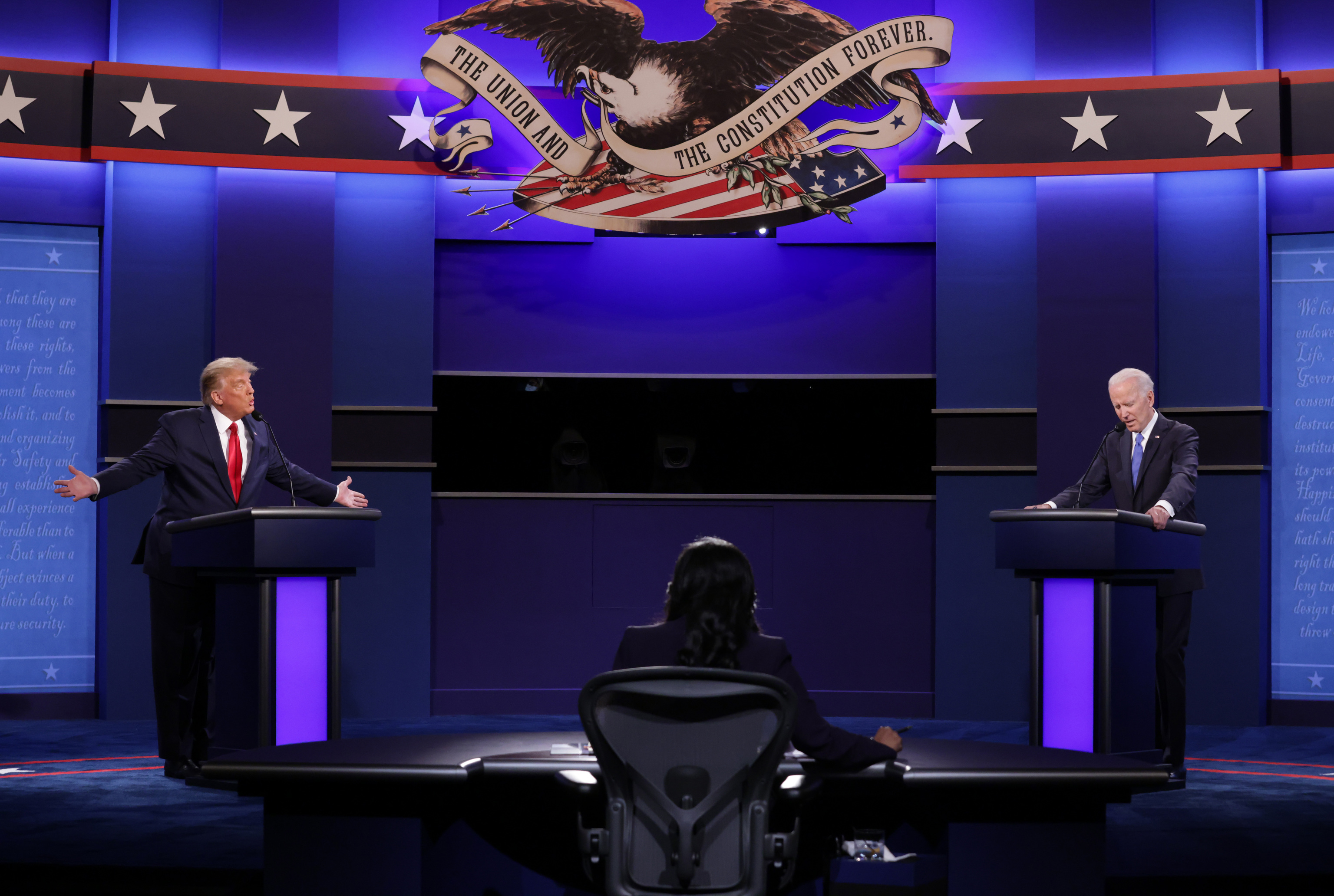Trump y Biden durante un debate en 2020.