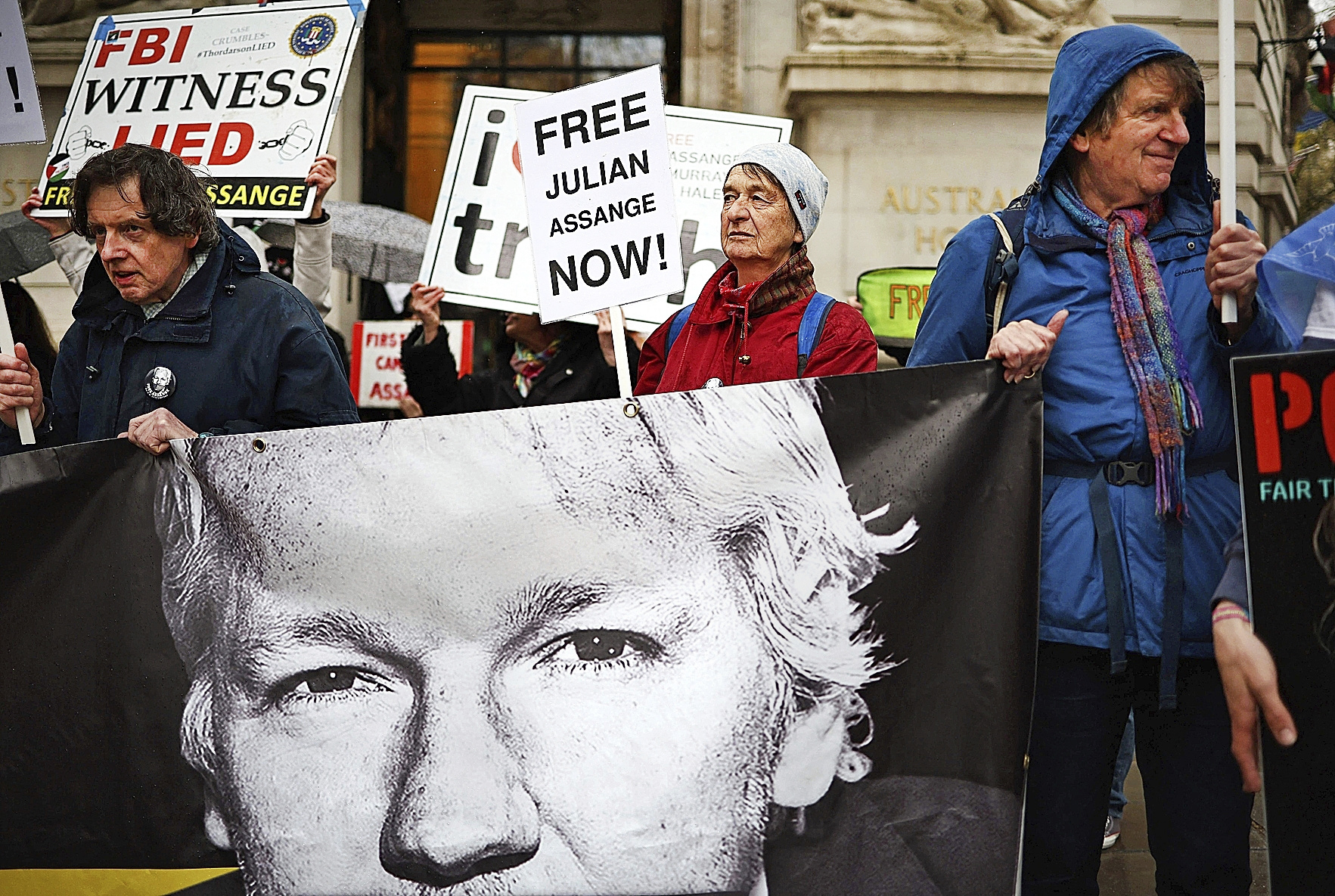 Simpatizantes de Julian Assange en una protesta esta semana en Londres.