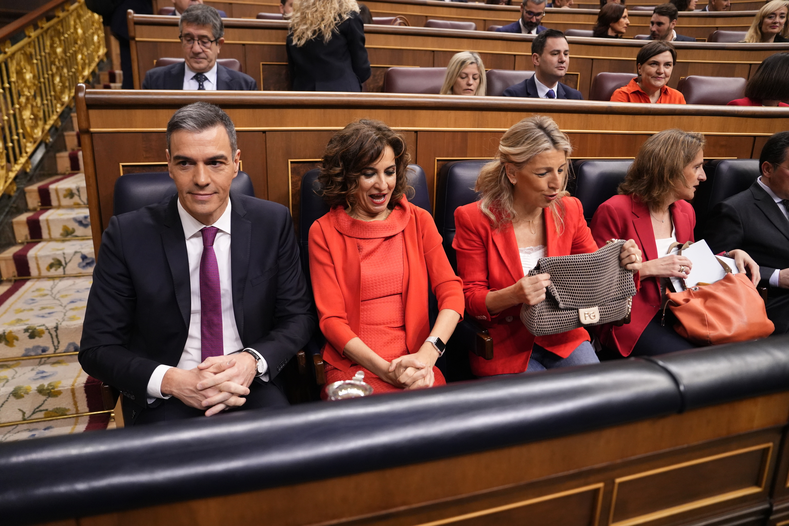 Pedro Snchez, Mara Jess Montero, Yolanda Daz y Teresa Ribera en la ltima sesin en el Congreso de los Diputados