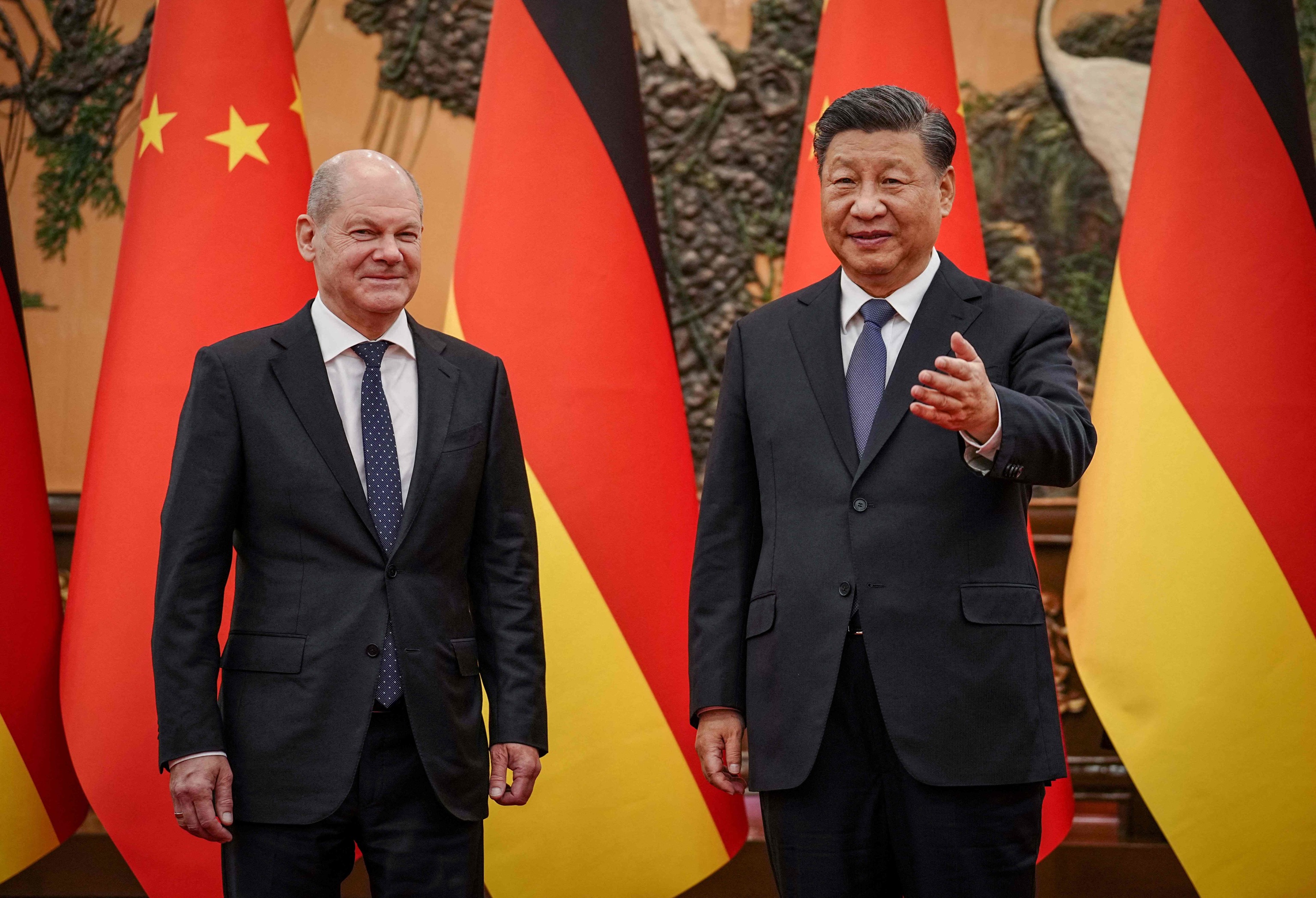 El canciller alemn junto al presidente chino