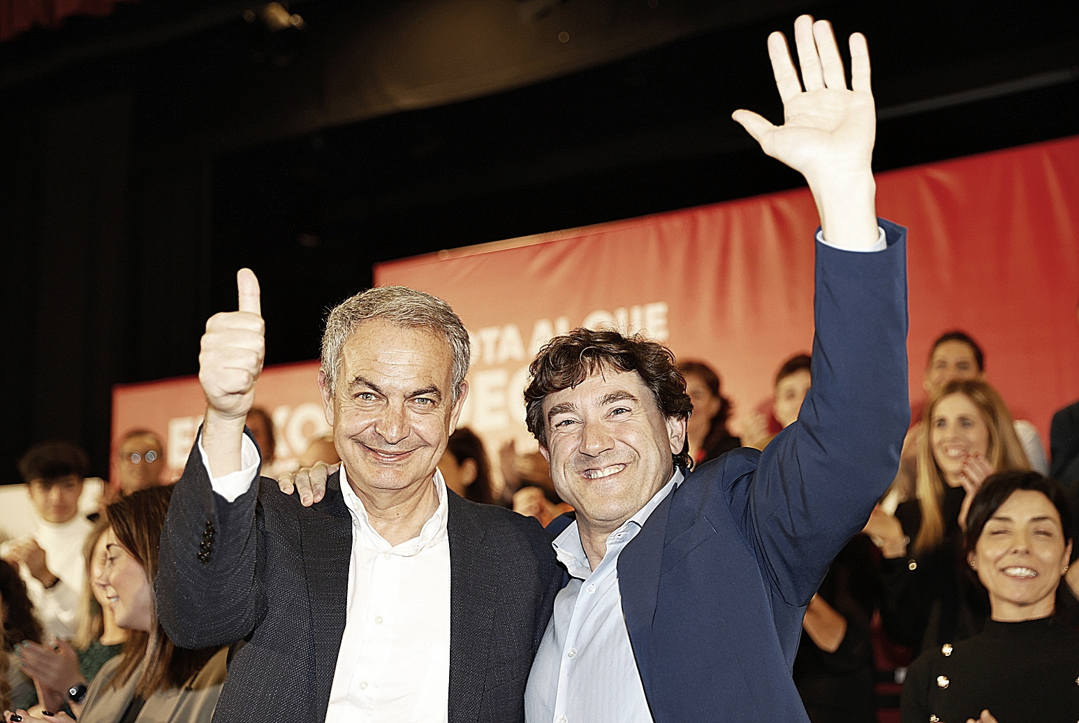 Jos Luis Rodrguez Zapatero, con el candidato socialista a 'lehendakari' Eneko Andueza.