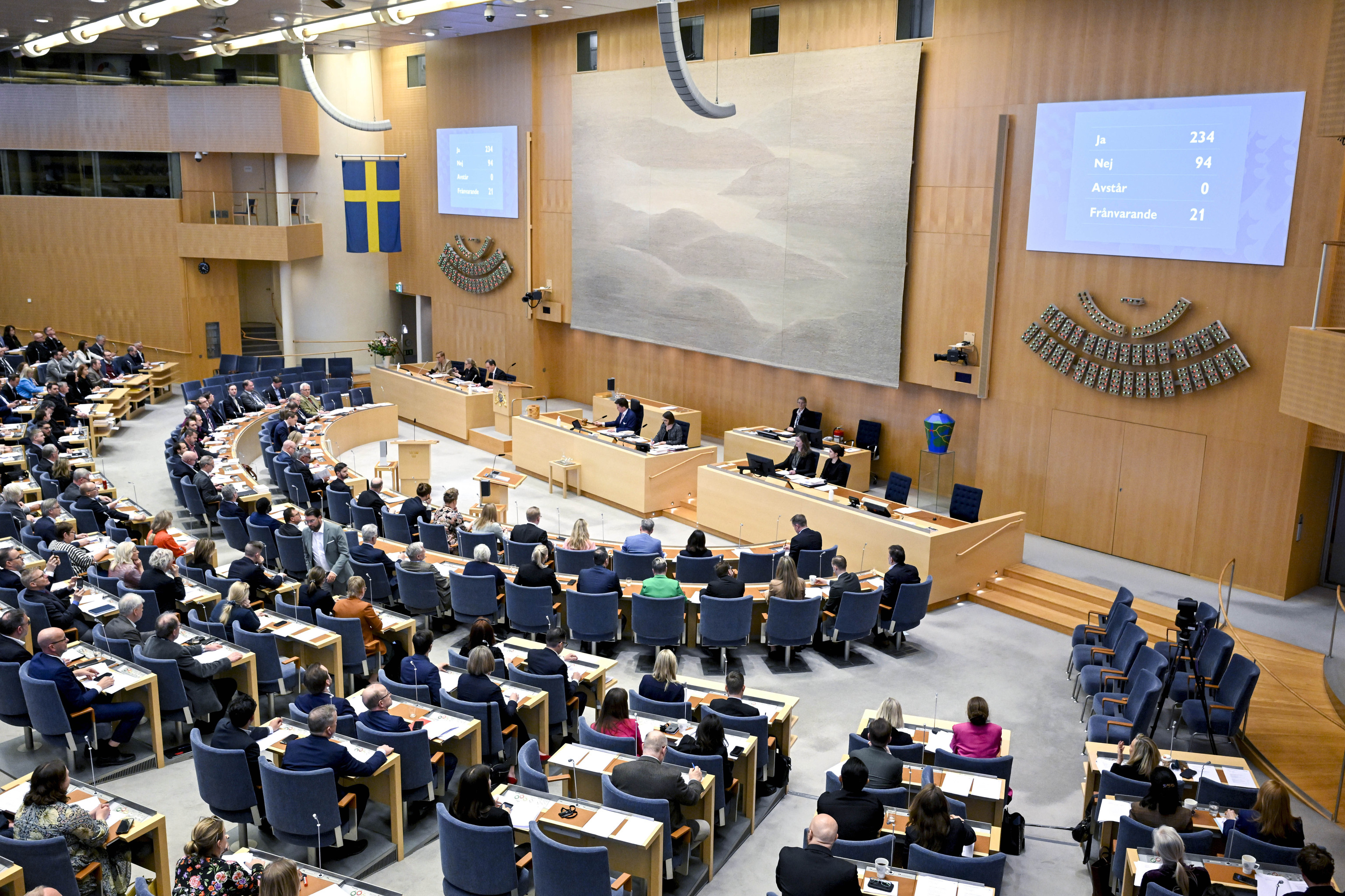El parlamento sueco durante la votacin de la ley.