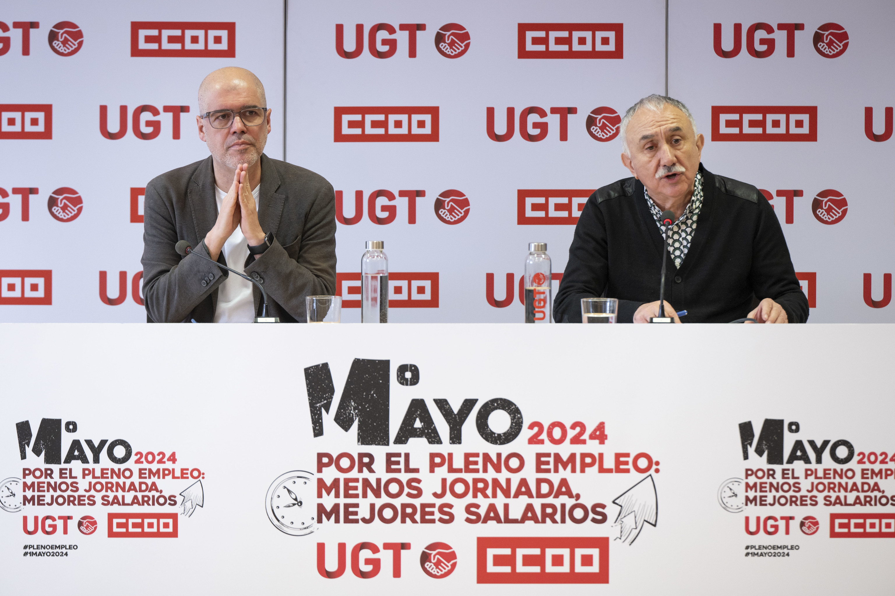 Los secretarios generales de CCOO y UGT,  Unai Sordo y Pepe lvarez