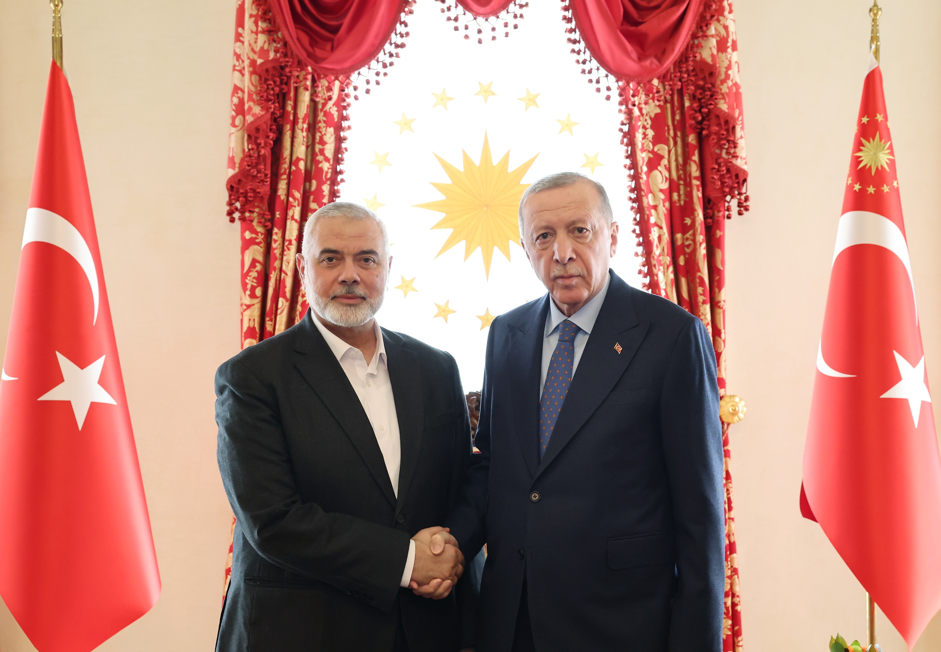 El presidente Erdogan y el lder de Hamas Ismail Haniyah.