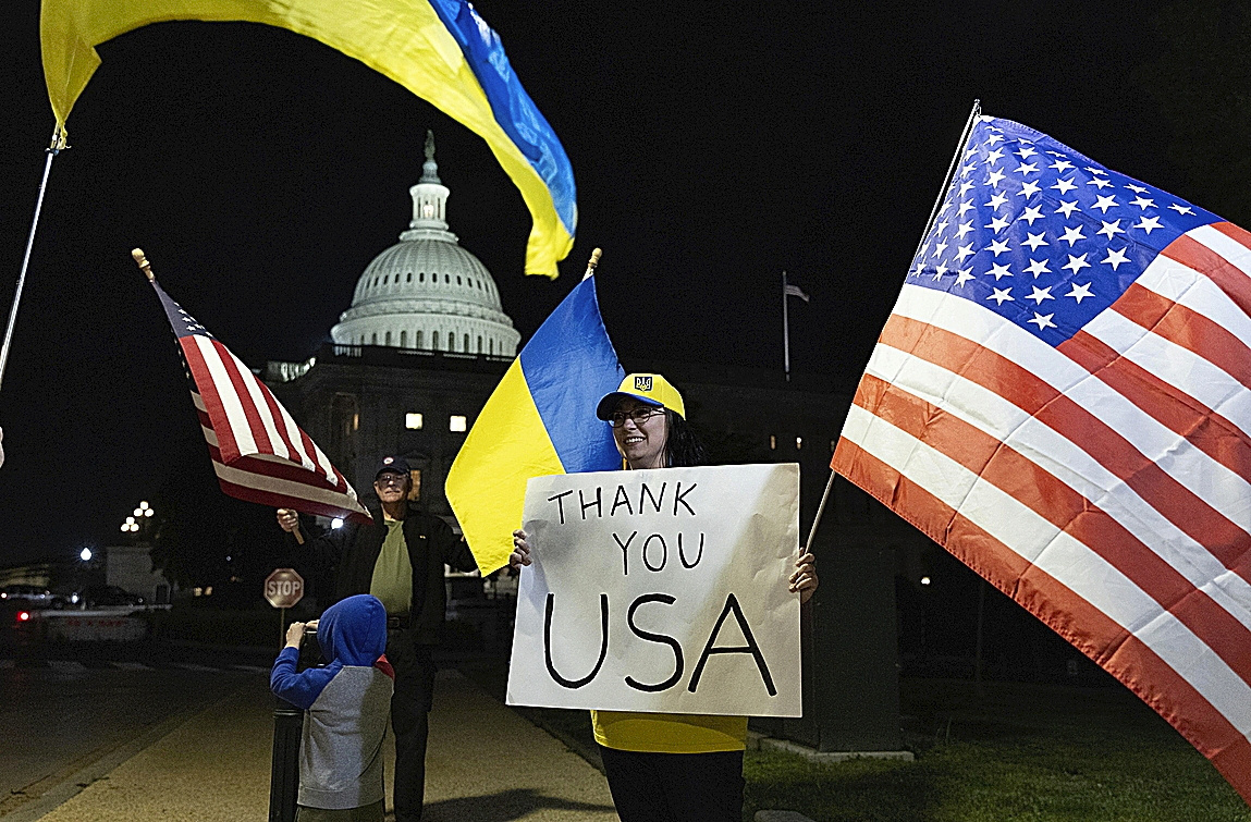 Manifestacin de apoyo a Ucrania frente al Capitolio de EEUU.