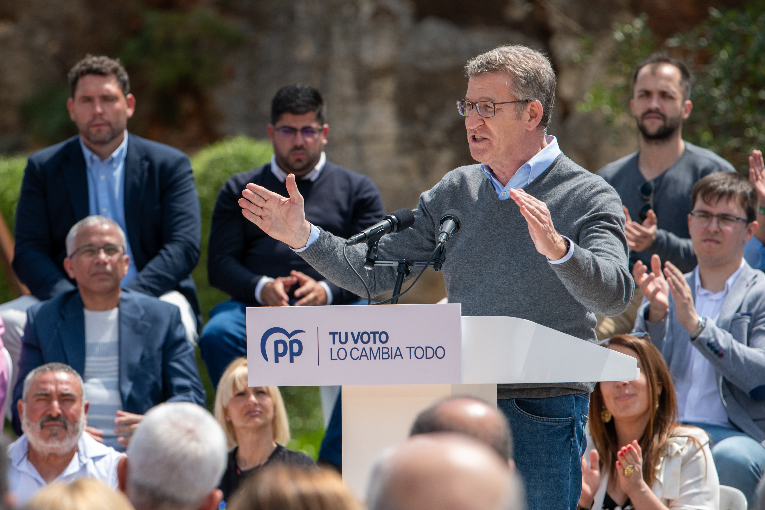El presidente del PP, Alberto Nez Feijo, en el acto de la campaa electoral del PP del 12-M.