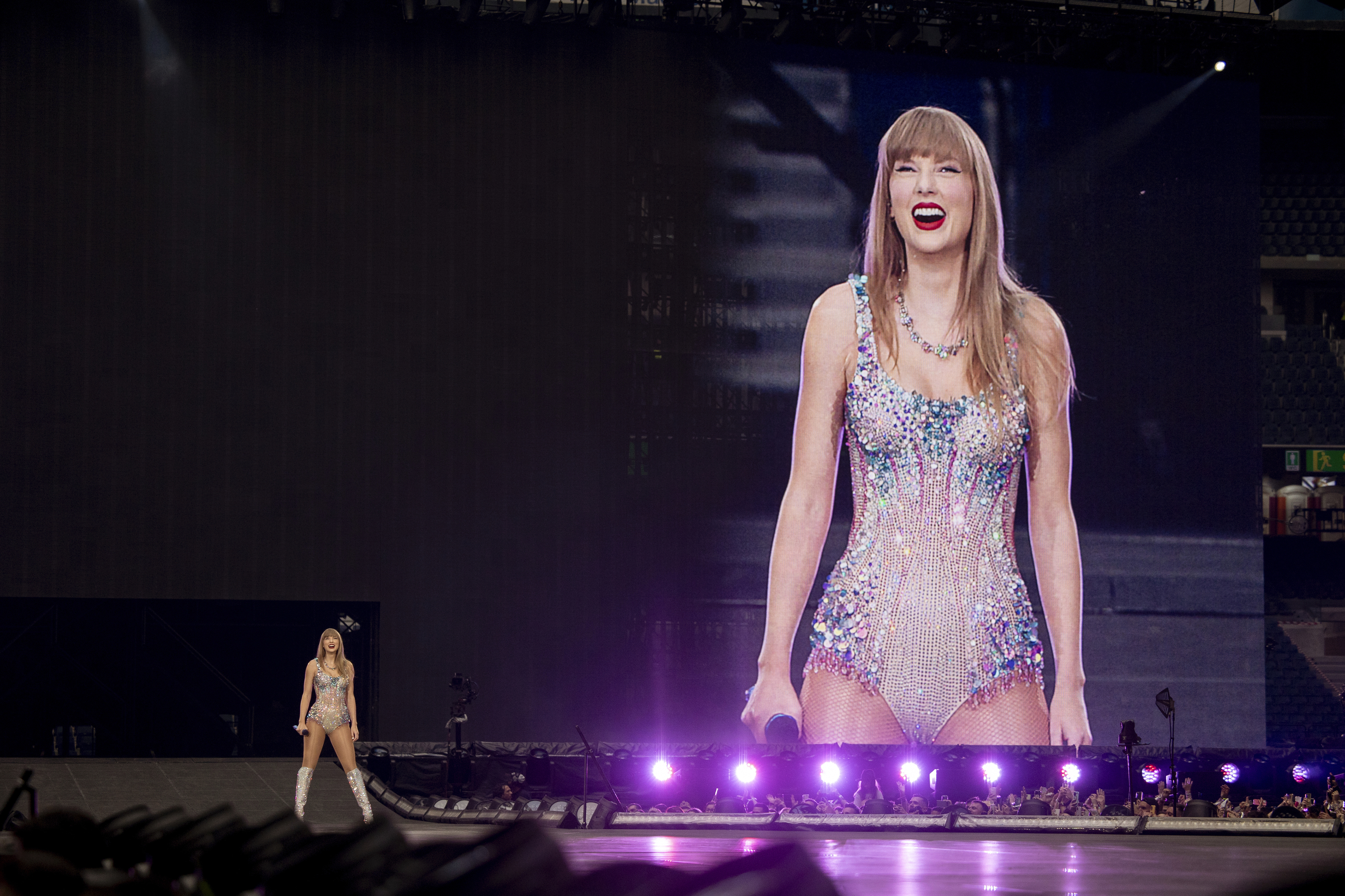 Taylor Swift, durante su concierto en el Santiago Bernabéu.