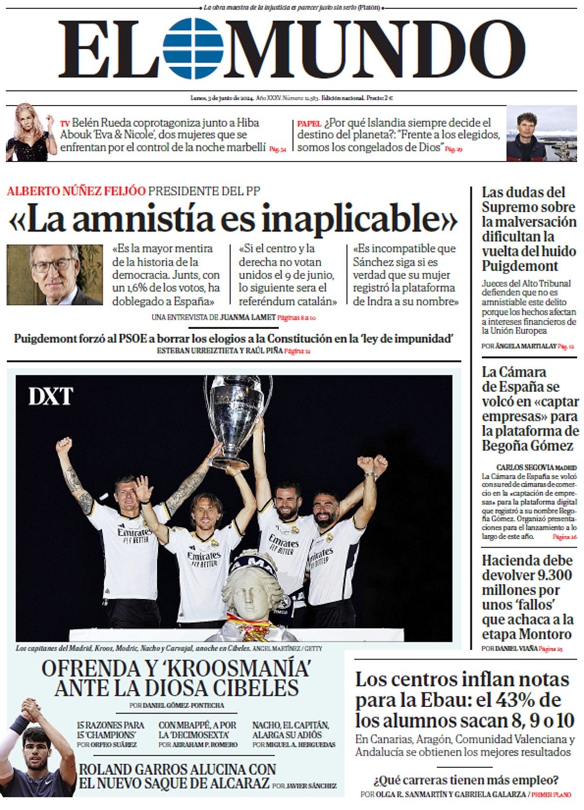 Portada de EL MUNDO del lunes 3 de junio de 2024 | Medios