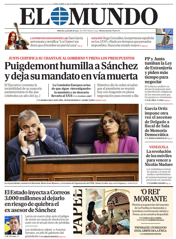 Las Portadas De Los Peridicos De Hoy Martes 24 De Julio Periódico Hoy
