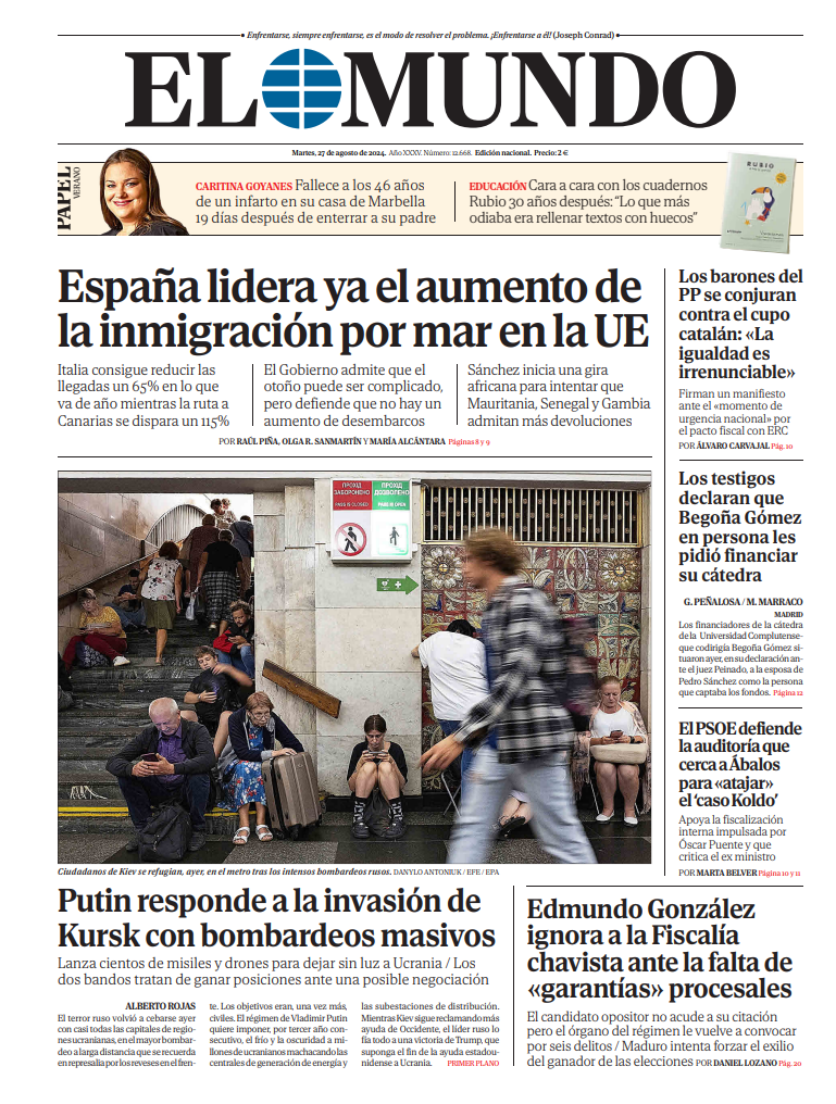 Portada de EL MUNDO del martes 27 de agosto de 2024 | Medios