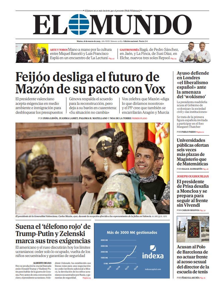 Portada de EL MUNDO del martes 18 de marzo de 2025 | Medios