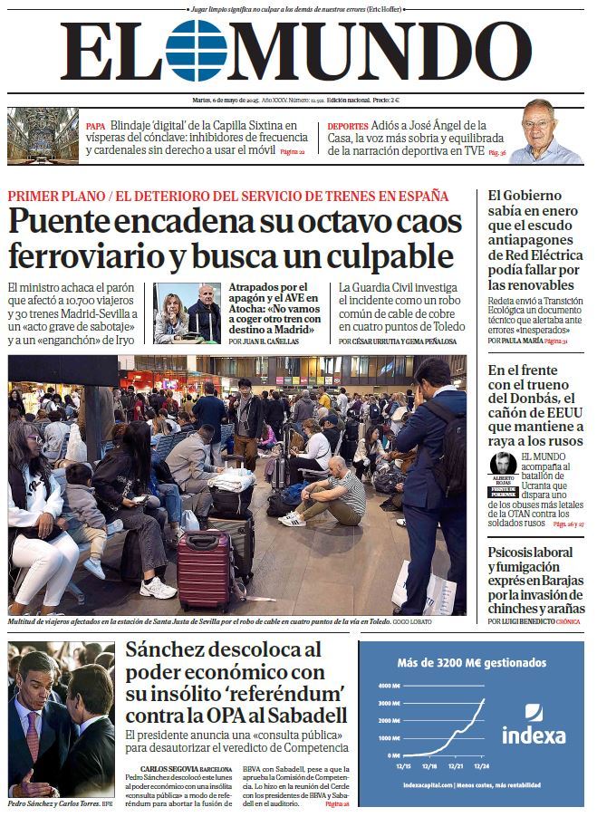 Portada de EL MUNDO del martes 6 de mayo de 2025 | Medios
