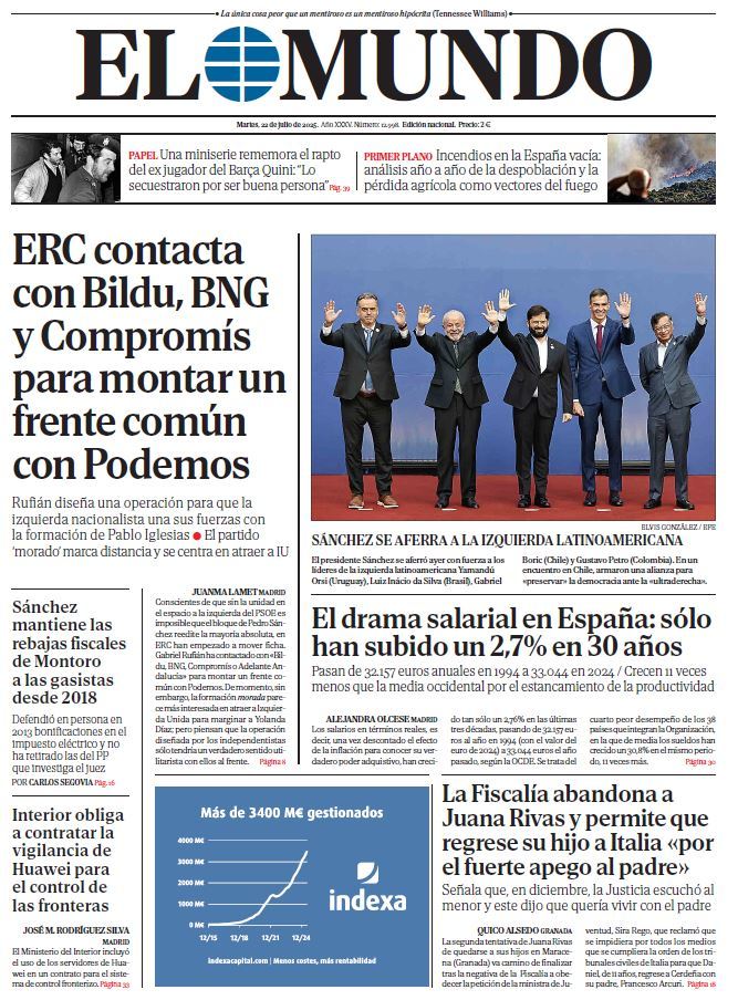 Portada de EL MUNDO del martes 22 de julio de 2025 | Medios