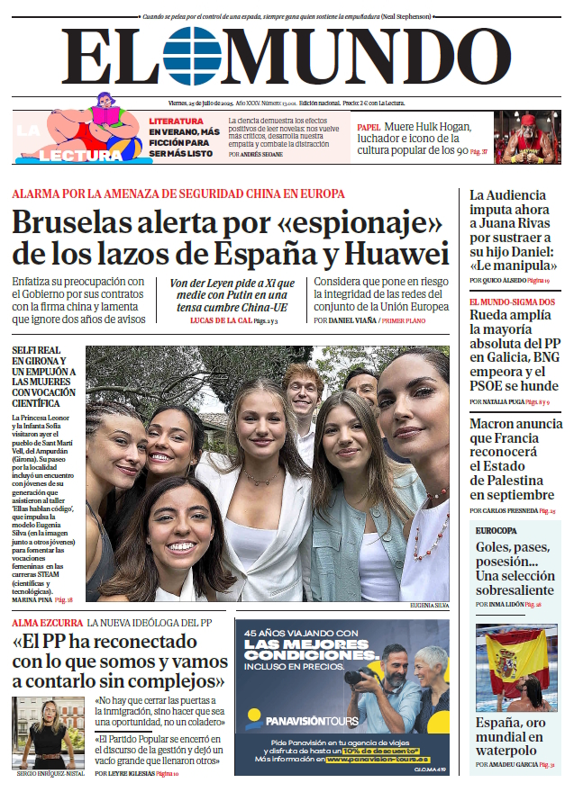 Portada de EL MUNDO del viernes 25 de julio de 2025 | Medios