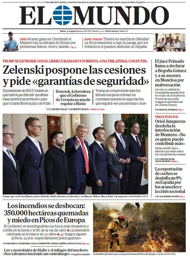 Portada de EL MUNDO del martes 19 de agosto de 2025 | Medios