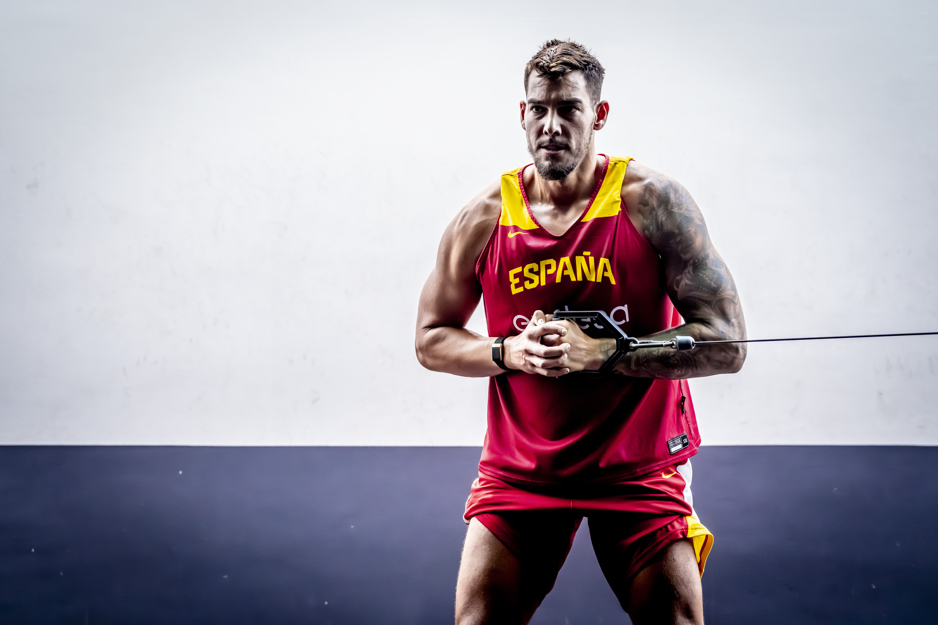 Willy Hernangómez, durante un entrenamiento físico reciente con la selección.