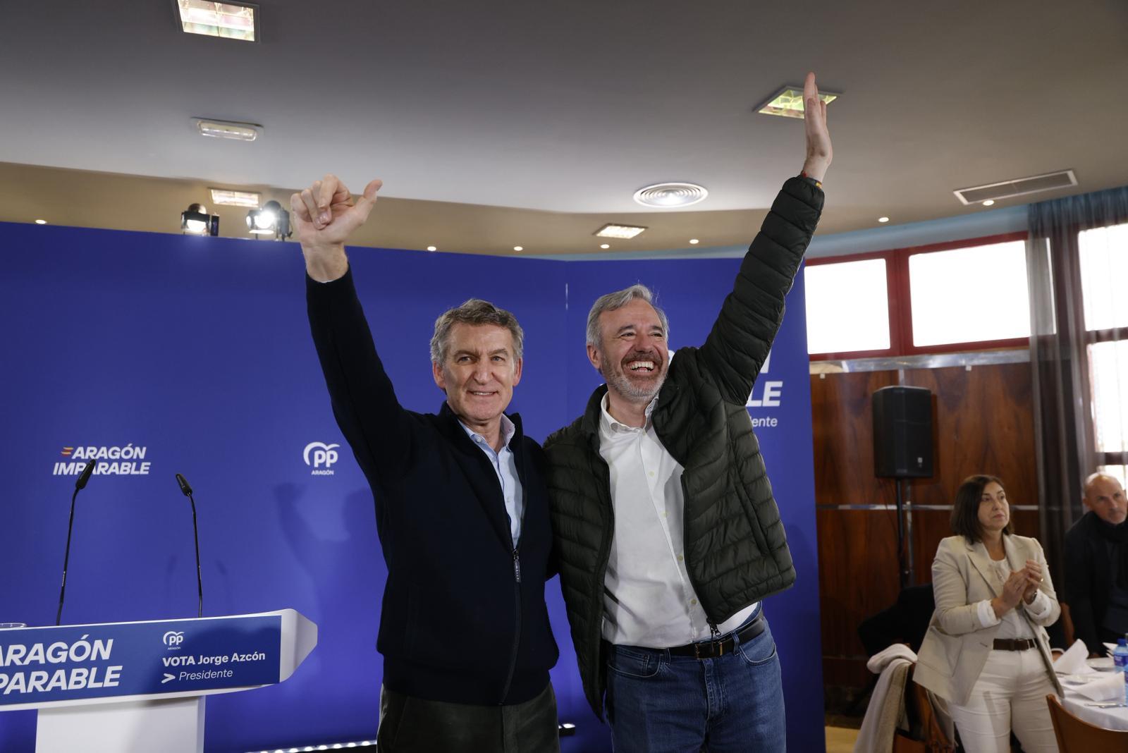 Feijóo pide "no dividir fuerzas" a una semana de las elecciones en Aragón e inicia el frente del PP contra Vox: "Sánchez va a celebrar cualquier voto contra Azcón"