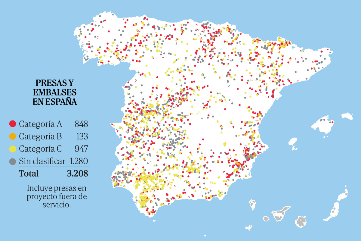 Radiografía de las 2.453 presas de España: 375 de titularidad estatal y una edad media de más de 55 años