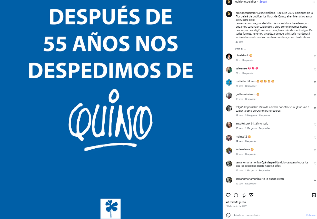 Cierra Ediciones de la Flor, el sello que durante 55 años publicó las tiras de Mafalda en Argentina