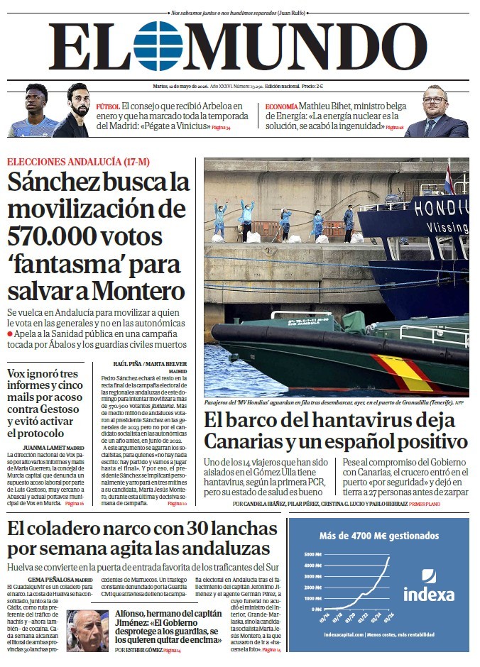 Portada de EL MUNDO del martes 12 de mayo de 2026