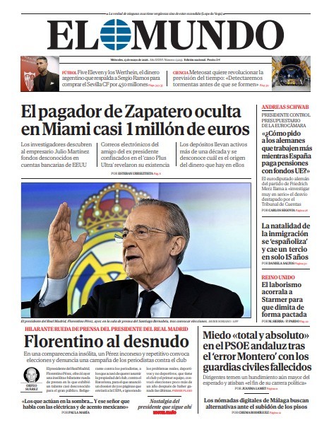 Portada de EL MUNDO del miércoles 13 de mayo de 2026