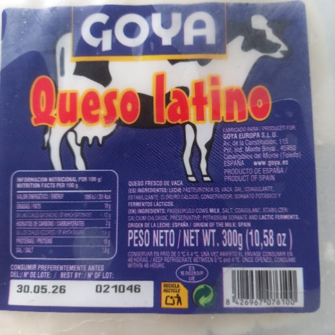 Consumo alerta de la presencia de listeria en un queso fresco de vaca estilo llanero de la marca Goya