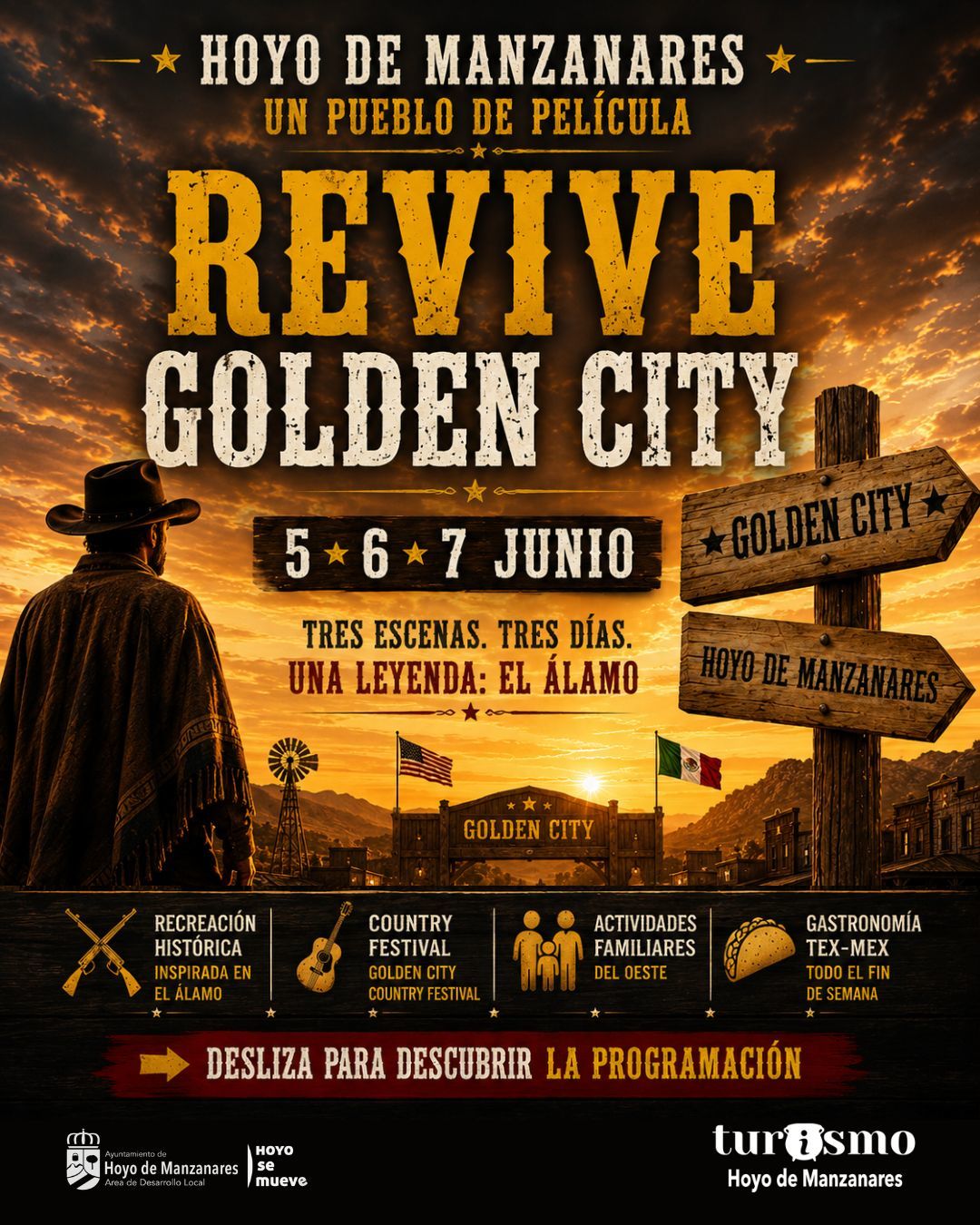 Hoyo de Manzanares viaja al pasado del cine 'western': recreaciones históricas, campamentos temáticos, un festival 'country'...