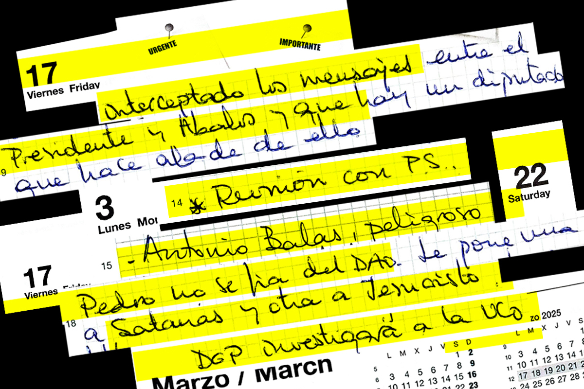 El 'Cuaderno 2025' de Leire incluye otras tres menciones precisas a "PS": la "reunión con PS" fue con Sánchez
