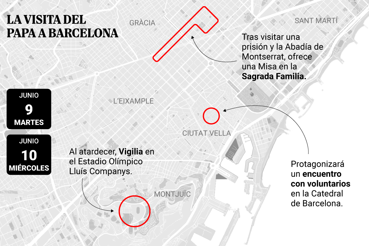 Barcelona, segunda parada del Papa León XIV: guía gráfica de