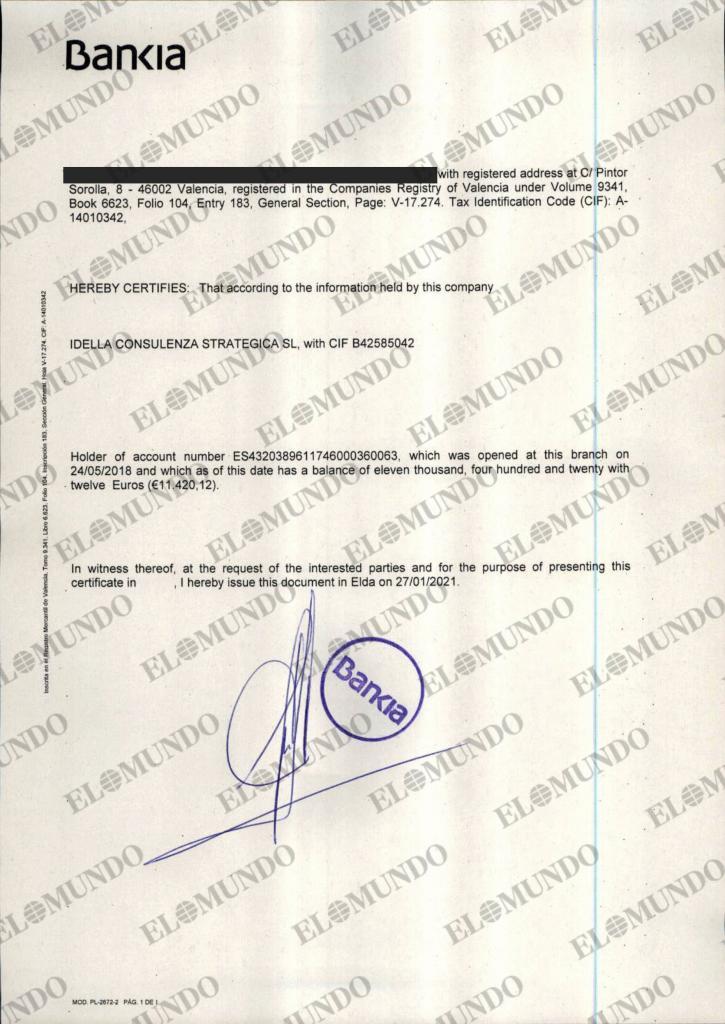 El pagador de Zapatero presentó en Dubái un certificado de Bankia para diseñar la offshore a las 24 horas de almorzar con él