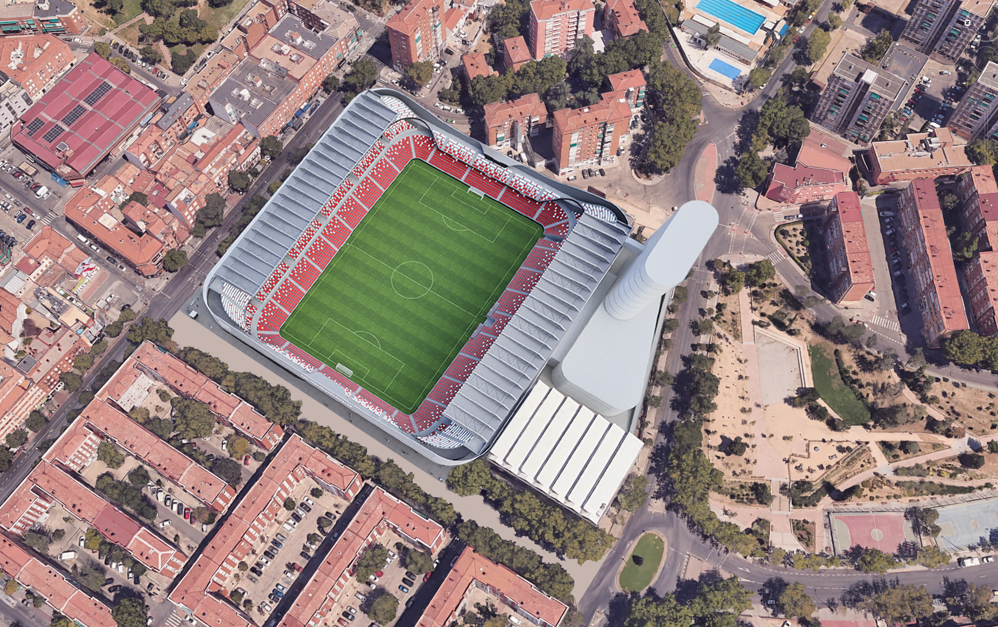 La apuesta de Ayuso para evitar que el Rayo se mude de Vallecas: un 'nuevo' estadio con torre panorámica, 'friso' digital, "doble piel" y una cuarta grada